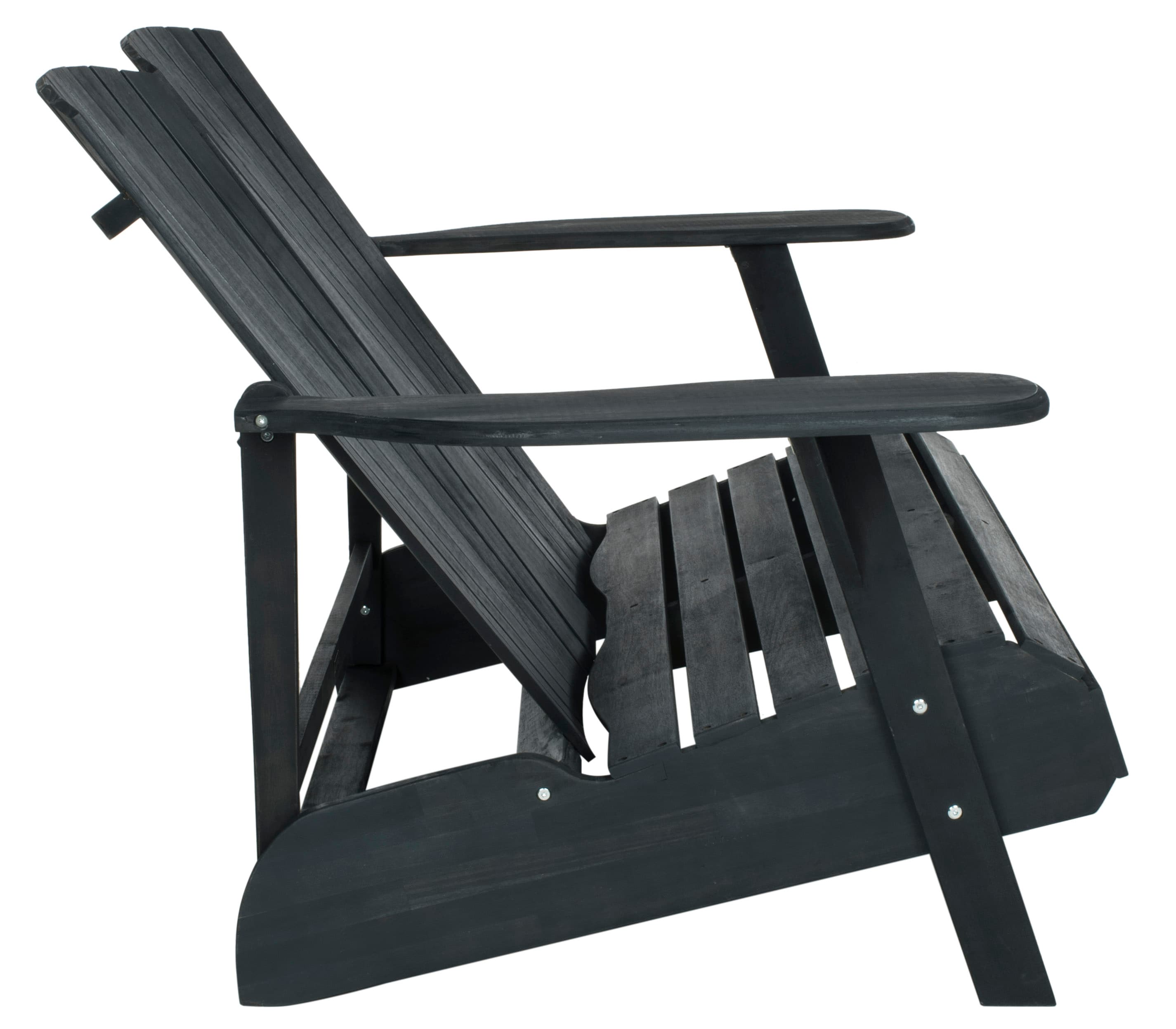 Transitional Black Acacia Adirondack Loveseat Bench, 57"