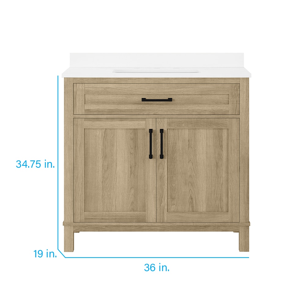 Cora 36 inch Solid Oak Bathroom Vanity with Rectangular Undermount Sink - Navy by Randolph Morris RMAST-36NB-SQWH