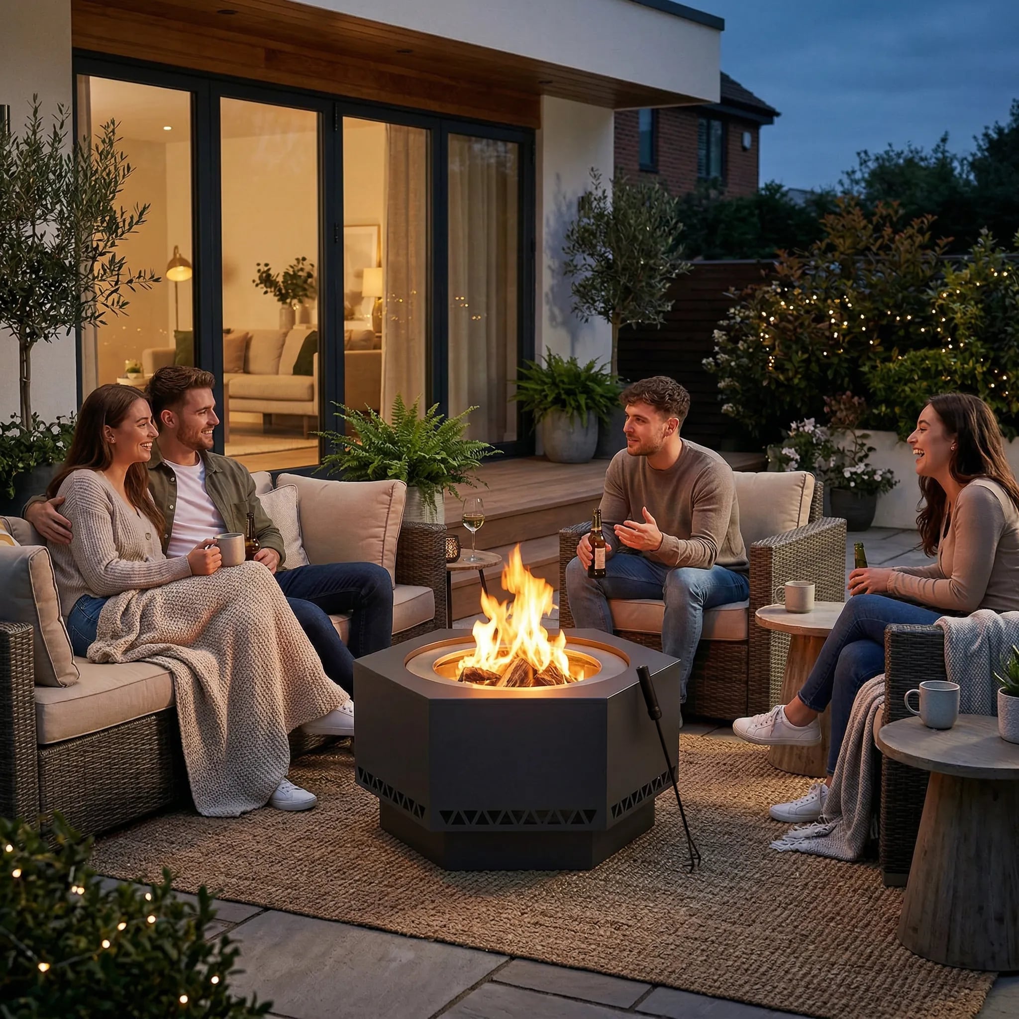 Sunjoy 28-in W Steel Hexagon Portable Wood-Burning Fire Pit