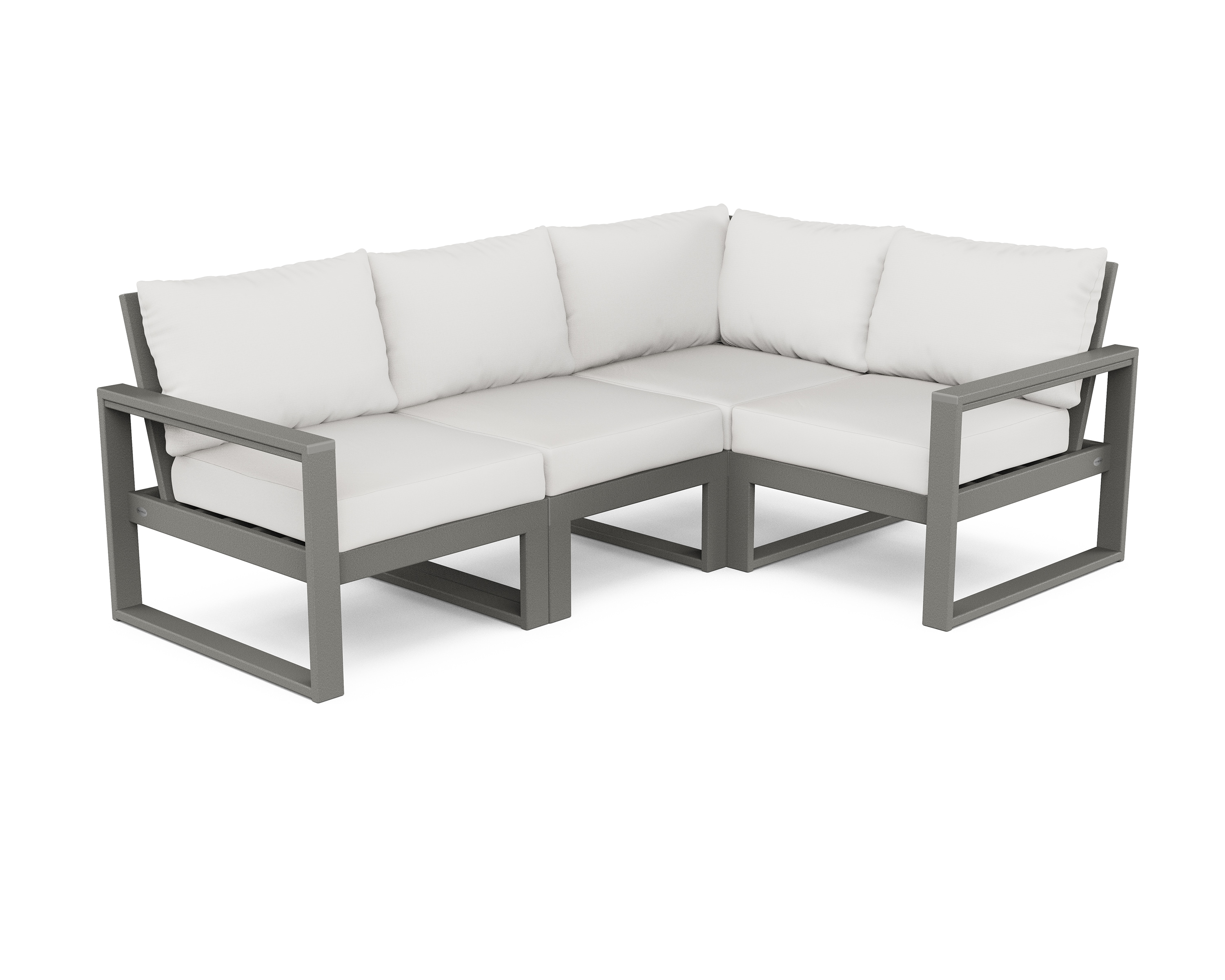 diep een experiment doen rijk POLYWOOD Edge 4-Piece Patio Conversation Set with White Revolution Cushions  in the Patio Conversation Sets department at Lowes.com