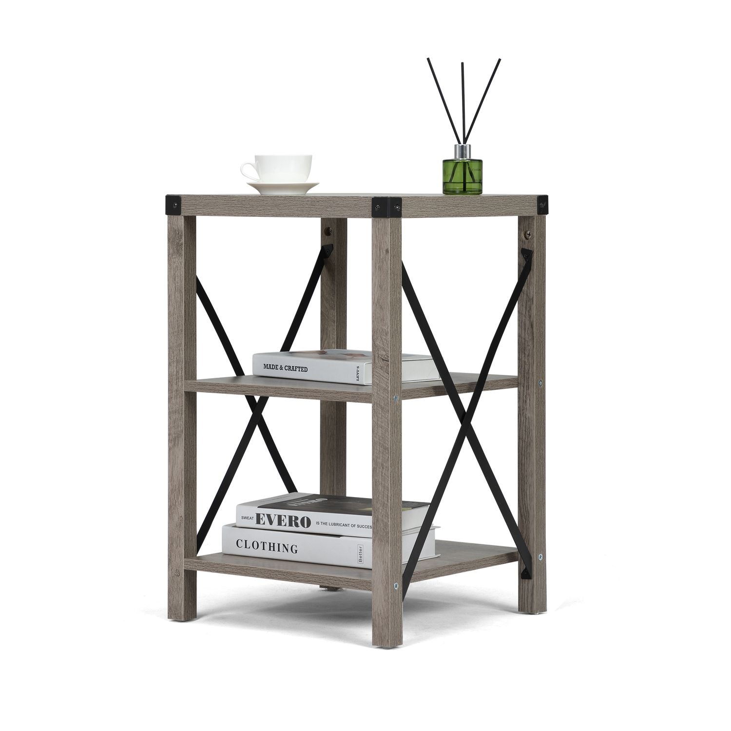 JASMODER W104151916 Gray Mdf Bookcase with Doors