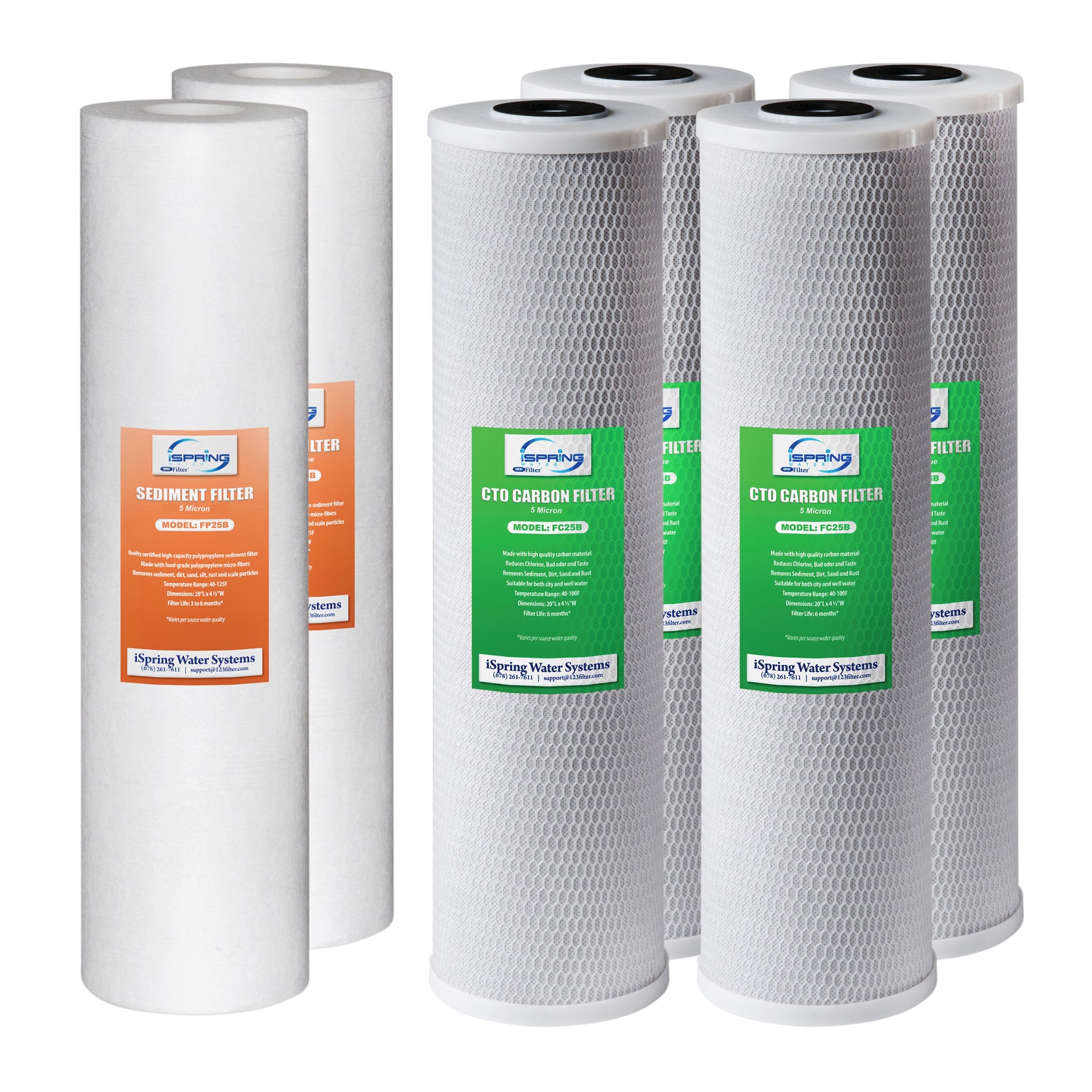 iSpring F6WGB32B F6WGB32B 3-Stage 1 Year Supply Whole House 6-Months Replacement Filter 6 -Pack