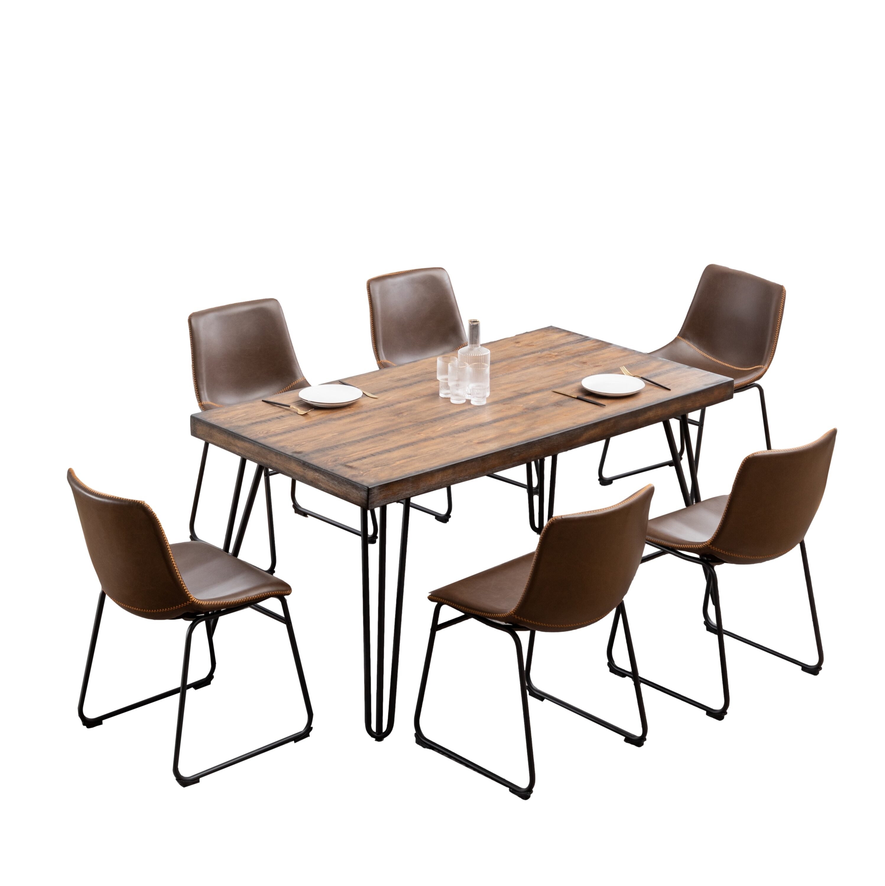 Siavonce XH00135 Brown Contemporary/Modern Dining Room Set with Rectangular Table ( Seats 6 )