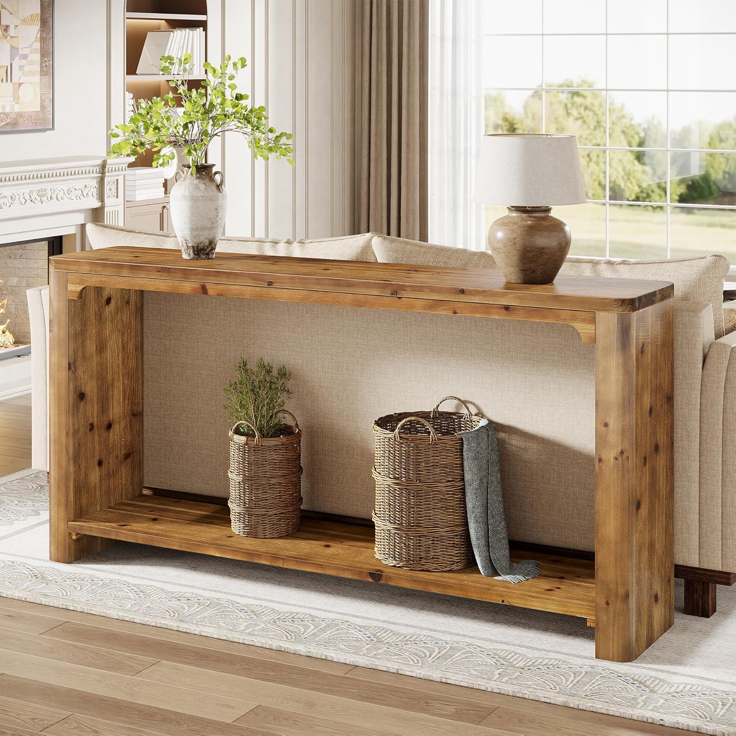 Tribesigns Solid Wood Console Table 63 inches Farmhouse Couch