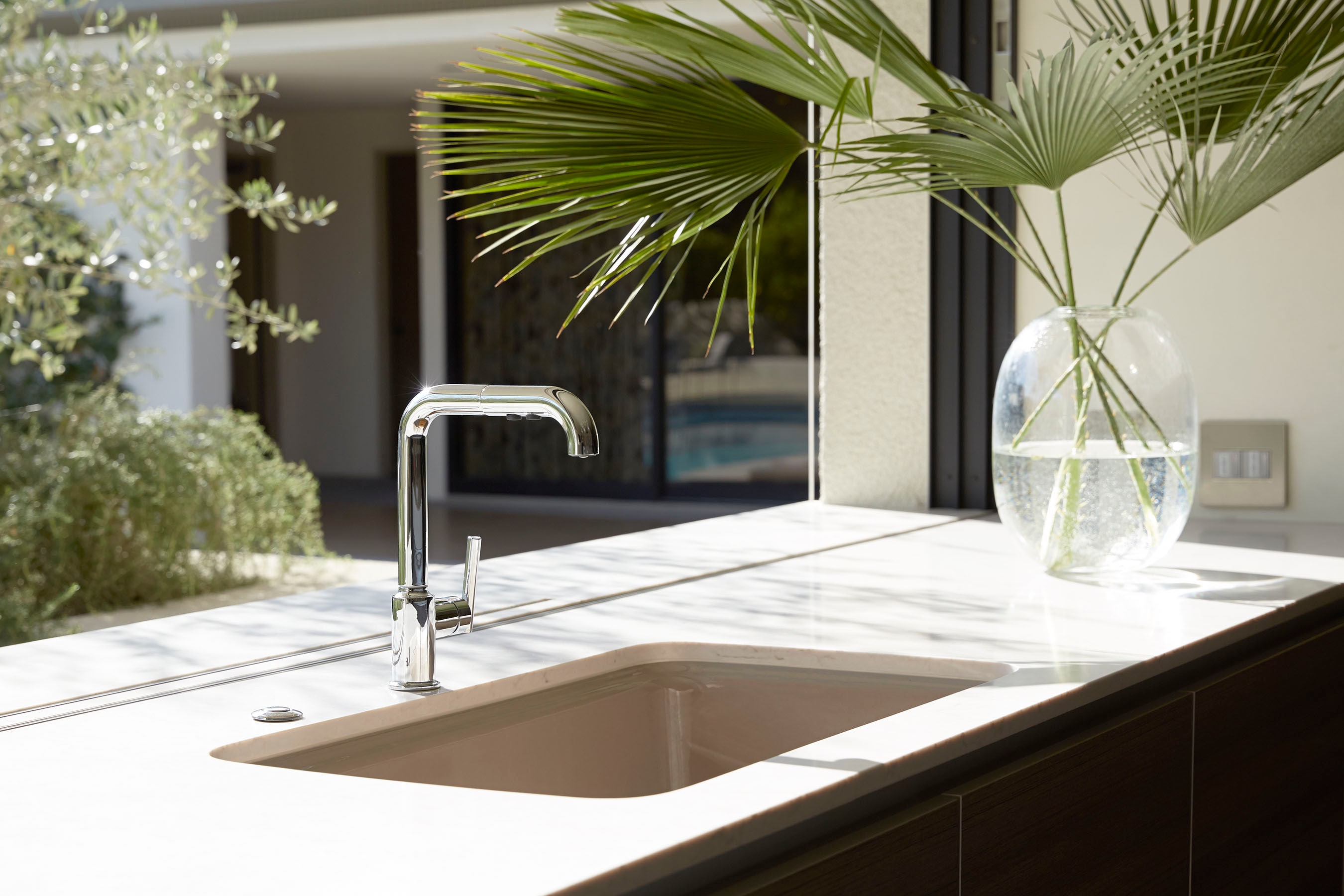 KOHLER 7505-CP Purist Polished chrome Double Handle Deck-mount Pull-out Kitchen Faucet