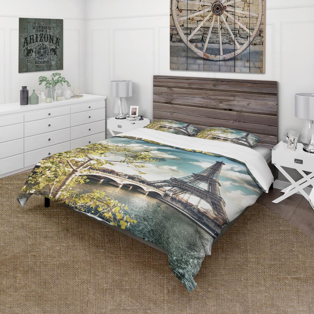 Designart BED8725-Q 3 -Piece Blue Queen Duvet cover Set