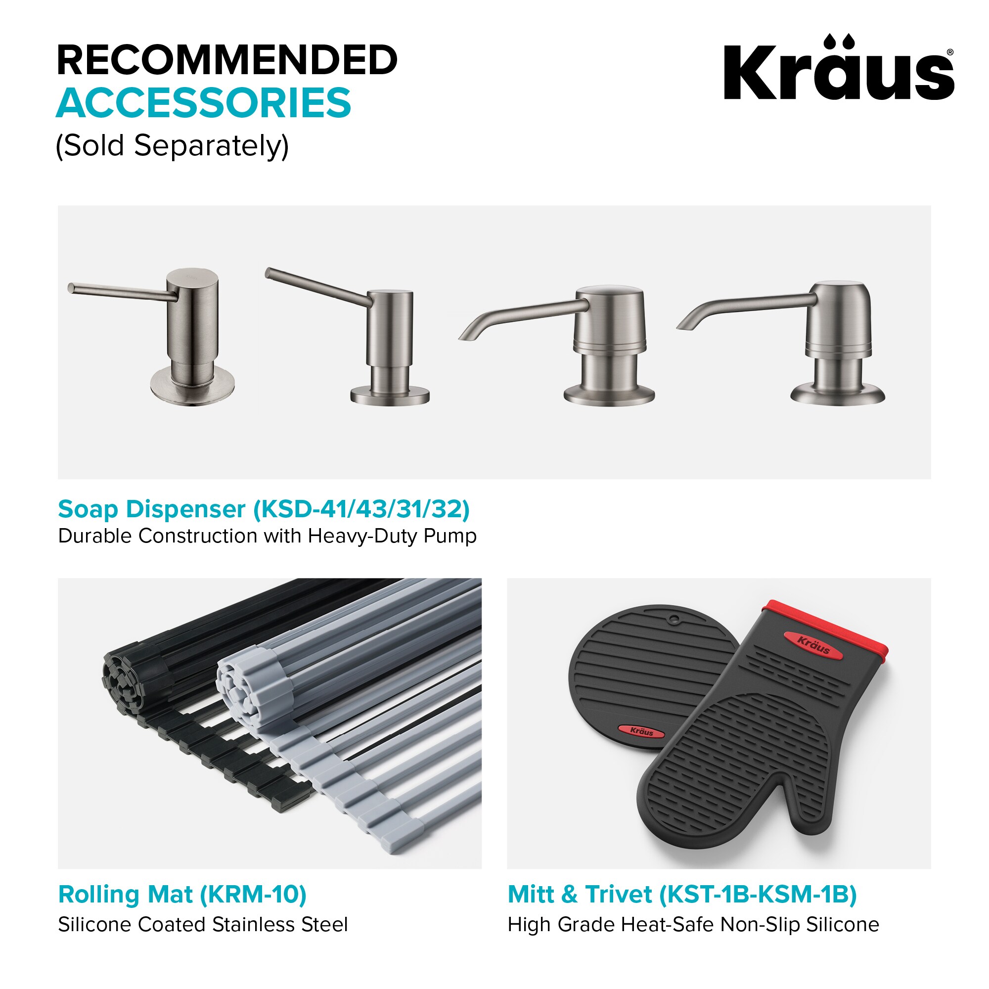 Kraus KCA1200 33 Inch Undermount Kitchen Sink with Commercial Pull-Down  Faucet, NoiseDefend™, Smart Low Divider, Wear-Resistant Finish, Easy-Clean  Nozzles, Smart Single Handle Design, Eco-Friendly Faucet, and ADA Compliant