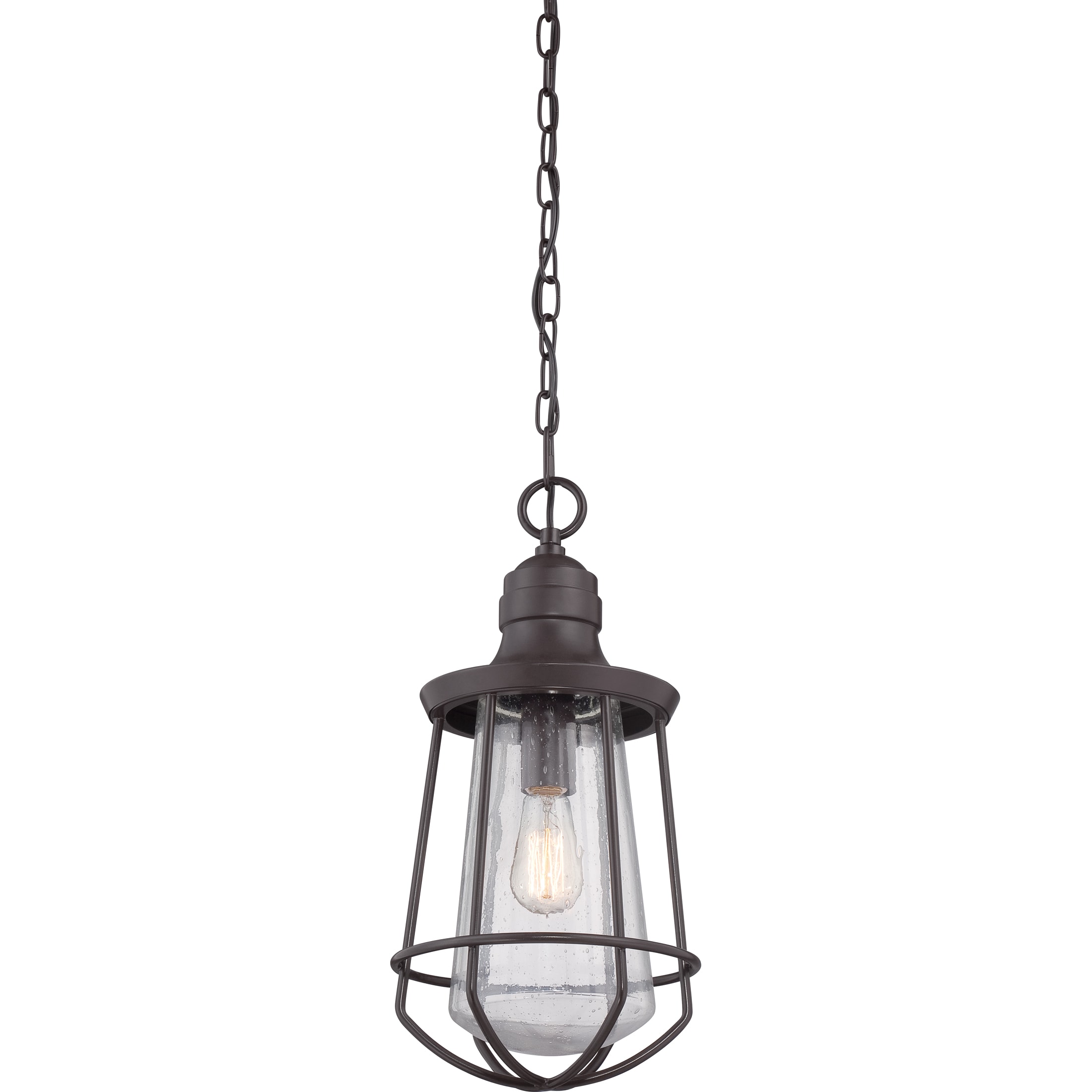 Quoizel Marine Western Bronze Transitional Seeded Glass Lantern Pendant Light
