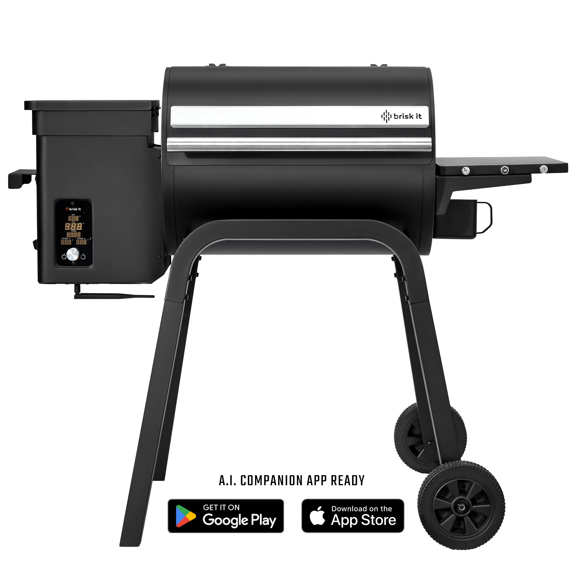 Brisk It BGZ450 Zelos 450-Sq. in Black Pellet Grill with Smart Compatibility