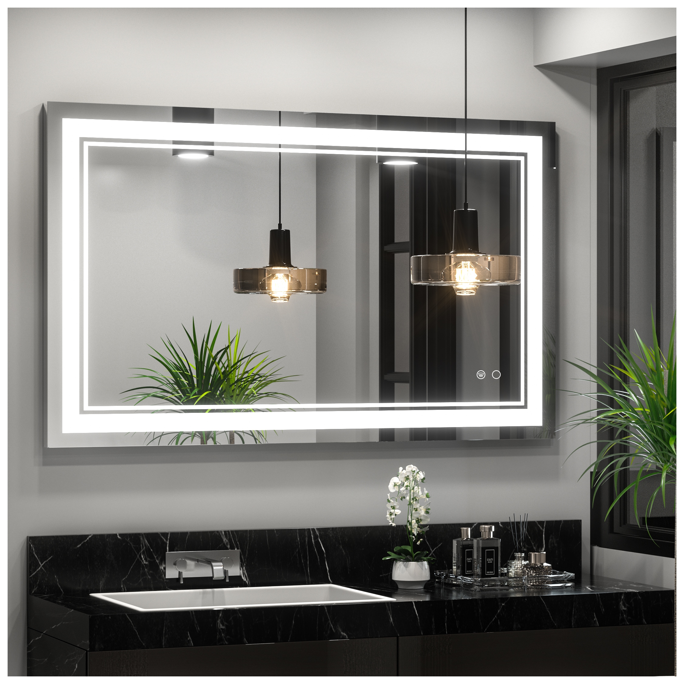 Keonjinn 40x24 Silver LED Lighted Bathroom Vanity Mirror