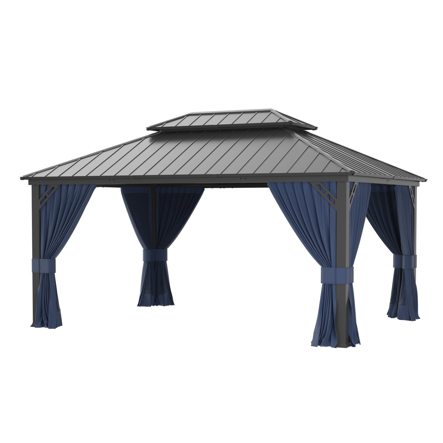 ALAULM LS-1216GAZBEO-NAVY 16-ft x 12-ft HARDTOP GAZEBO Navyblue Gazebo with Hardtop Roof (Screen Included)
