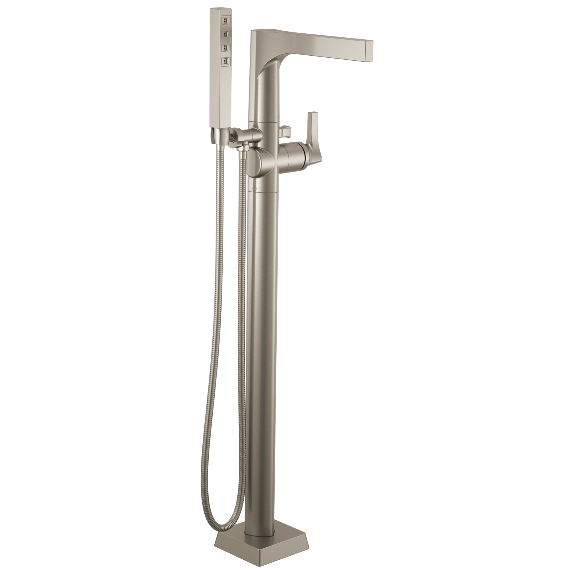 Delta T4774-SSFL Zura Stainless 1-handle Freestanding Low-arc Bathtub Faucet with Hand Shower