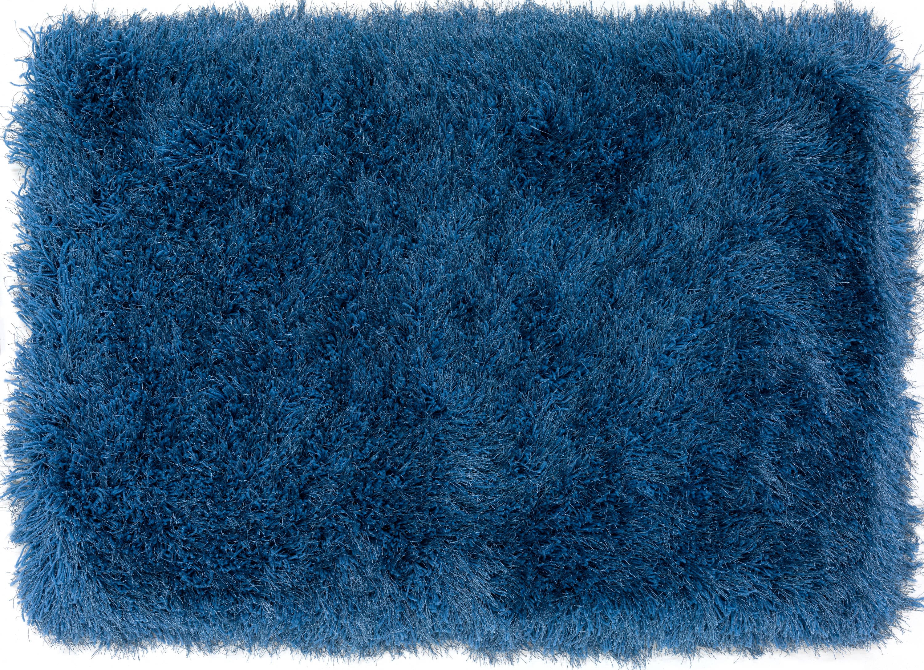 Aurora Blue Plush Polyester Shag Accent Rug 2' x 3'