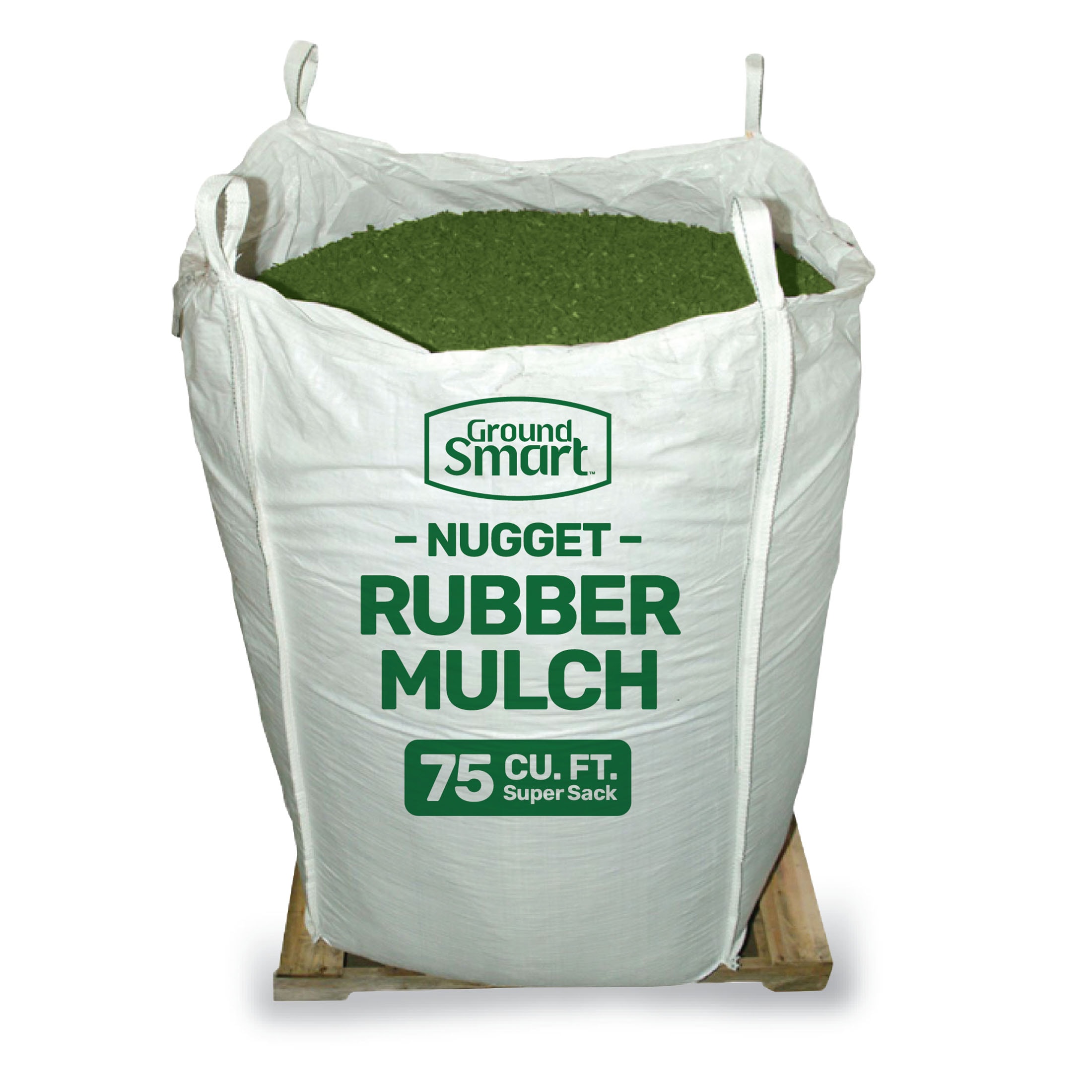 GroundSmart GN75GR 75 Cubic feet Green Rubber Nuggets Bulk rubber mulch (IPEMA Certified for Playgrounds) Recycled Bulk Mulch