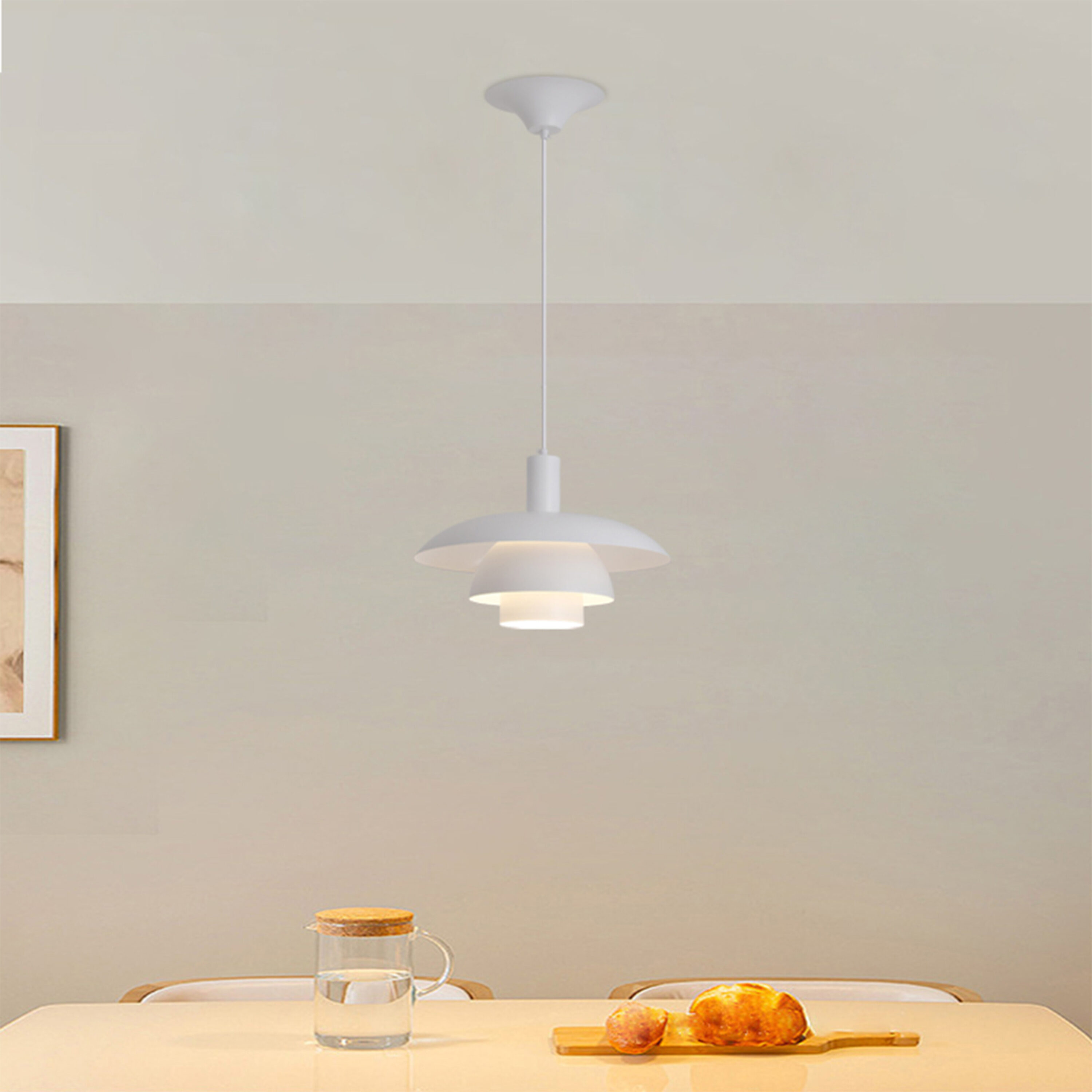 Oukaning Round Modern Umbrella Shade Modern/Contemporary Dome Kitchen Island Light in the