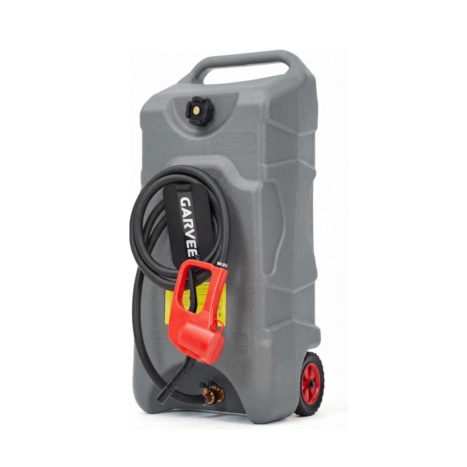 Garvee 2-Pack 16 Gallon Gas Can with Manual Siphon Pump Portable Fuel Storage Tank on Wheels for Diesel or Gas 10-Foot Hose Gray
