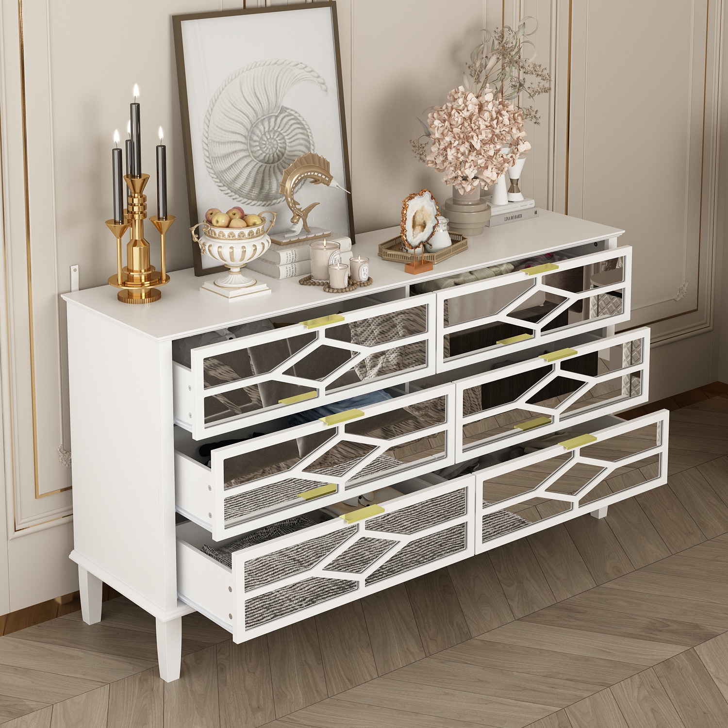 FUFU&GAGA White 6-Drawer Standard Dresser In The Dressers Department At ...