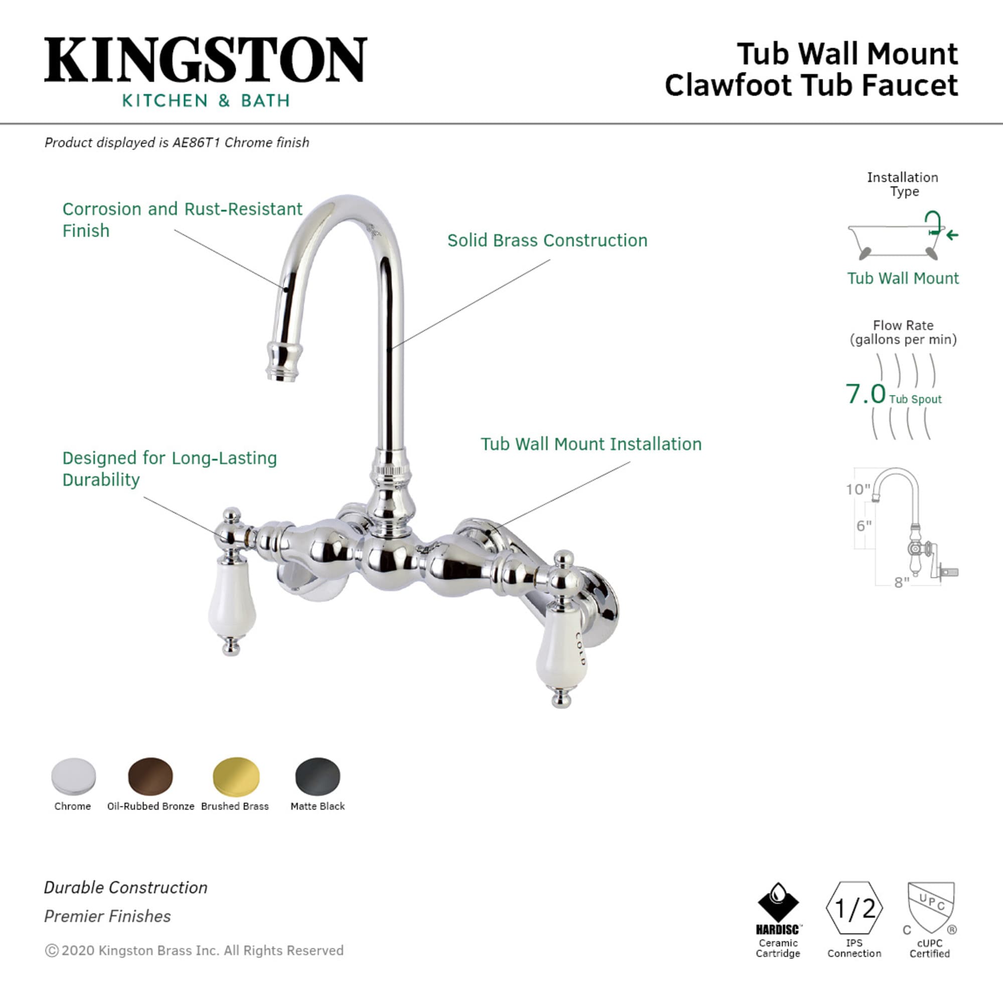 Kingston Brass WLAE85T0 Roman-Tub-Faucets - View #3