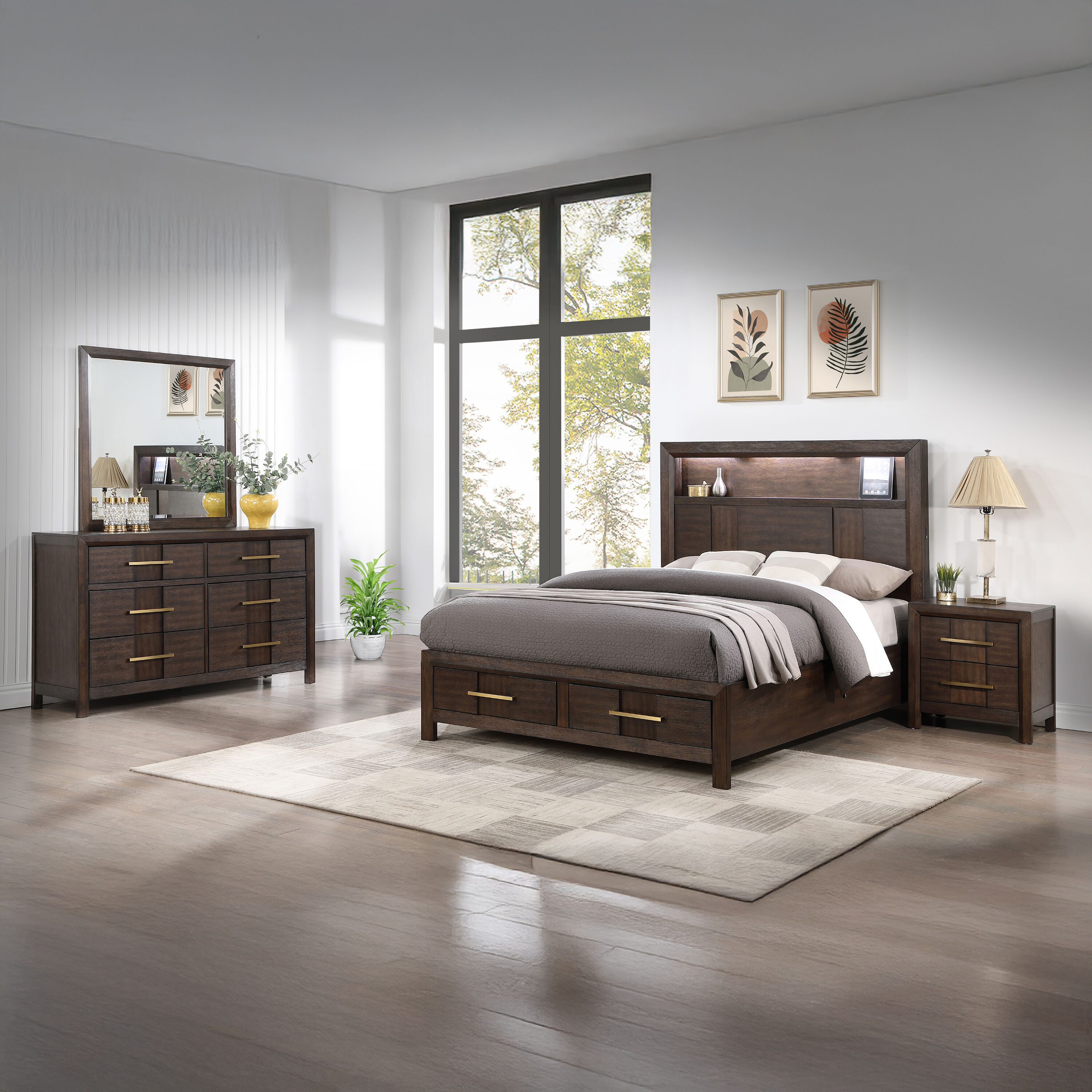 Galaxy 698781138199 Kenzo Walnut Queen Bedroom Set