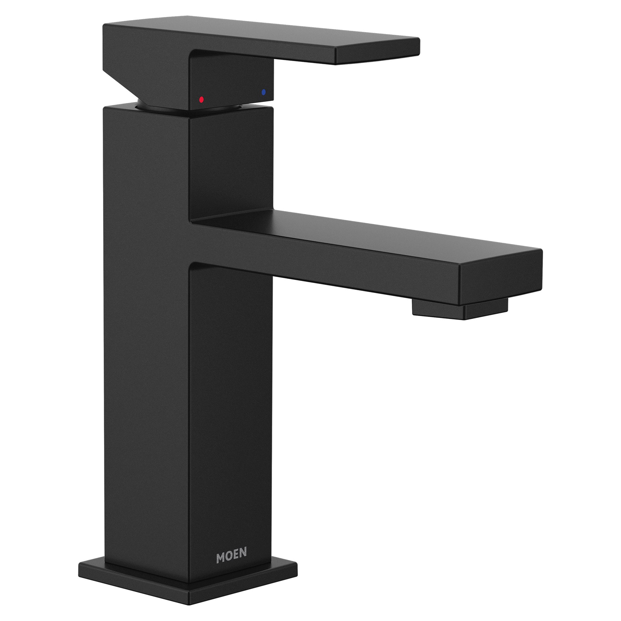 Moen 84771BL Revyl Matte Black Single hole 1-handle WaterSense Mid-arc Commercial/Residential Handle Bathroom Sink Faucet with Drain with Deck Plate