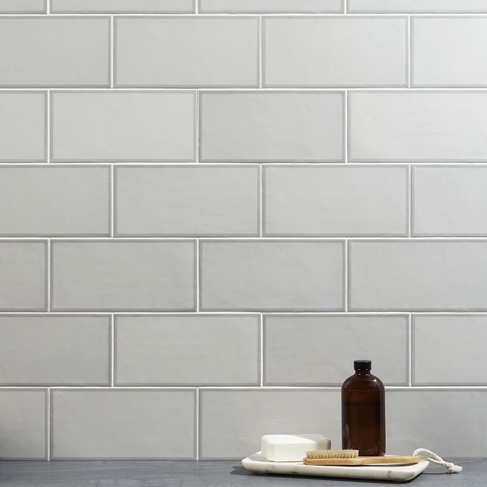 Artmore Tile Polygon Gray 5-in x 10-in Polished Ceramic Subway Wall ...