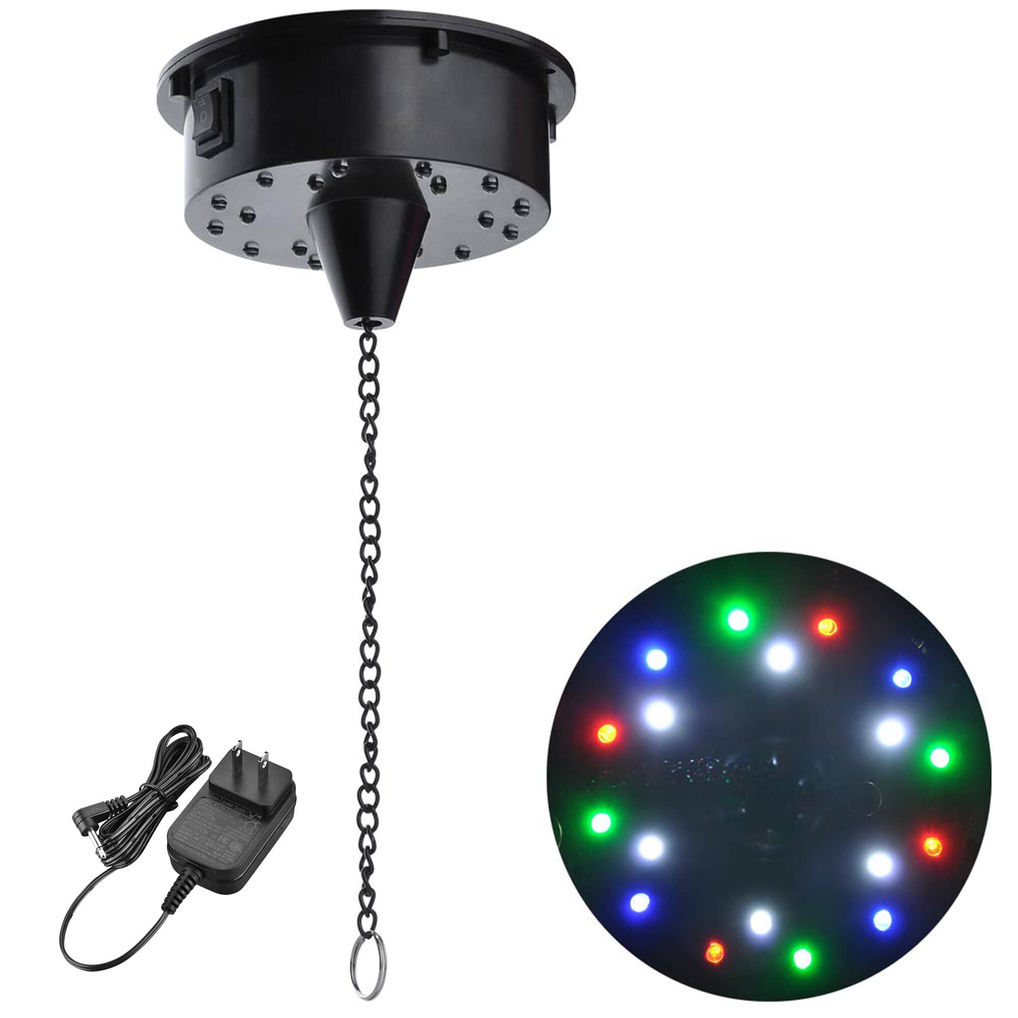 Yescom 27MOT001-6RPM-06-LO Disco Ball Motor Rotating 6RPM with 18 RGBW LED Lights for 6-12inch Mirror Ball DJ Bands Party Events KTV Club Birthday Decor ETL Certificated
