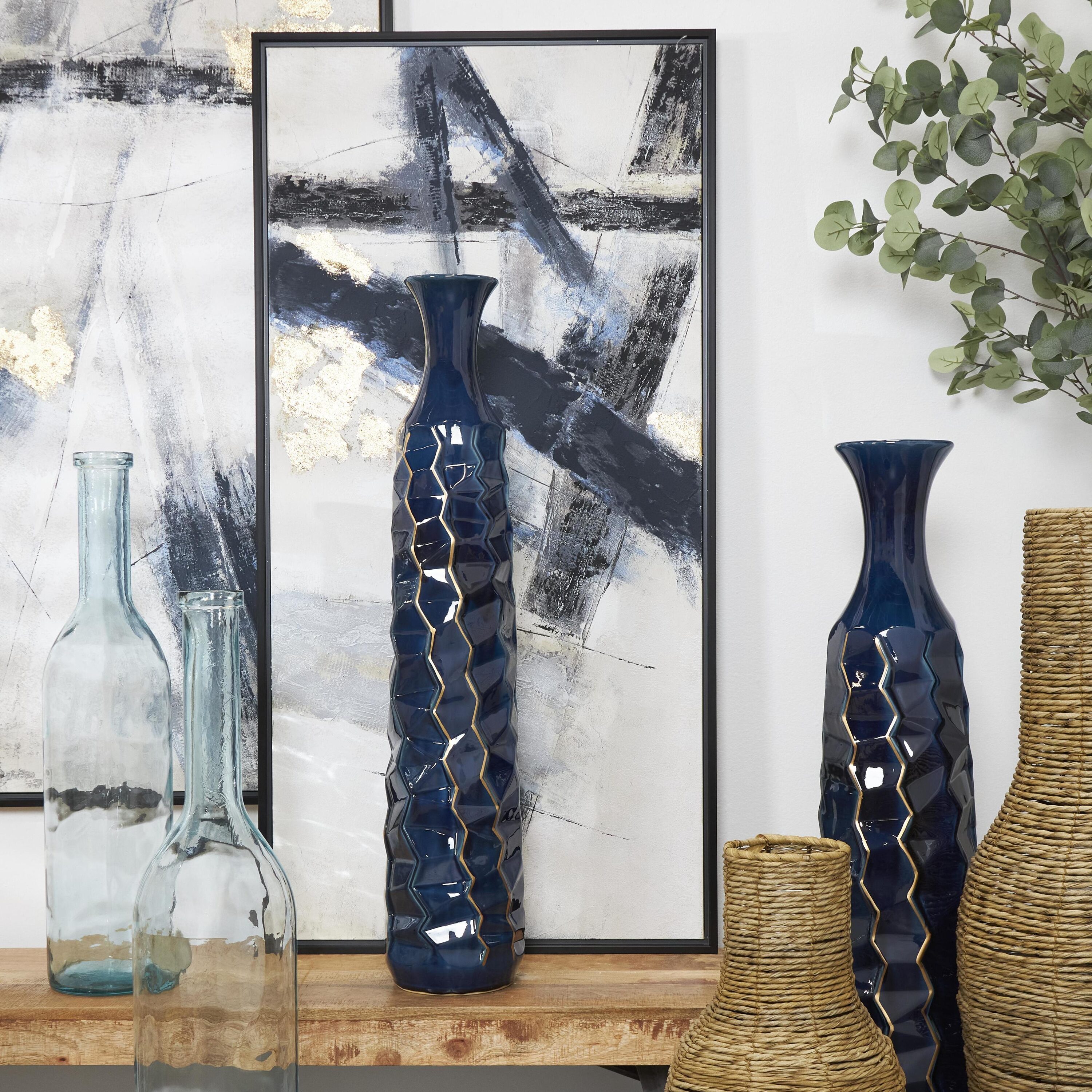 Grayson Lane 820259 Blue Ceramic Modern Vase