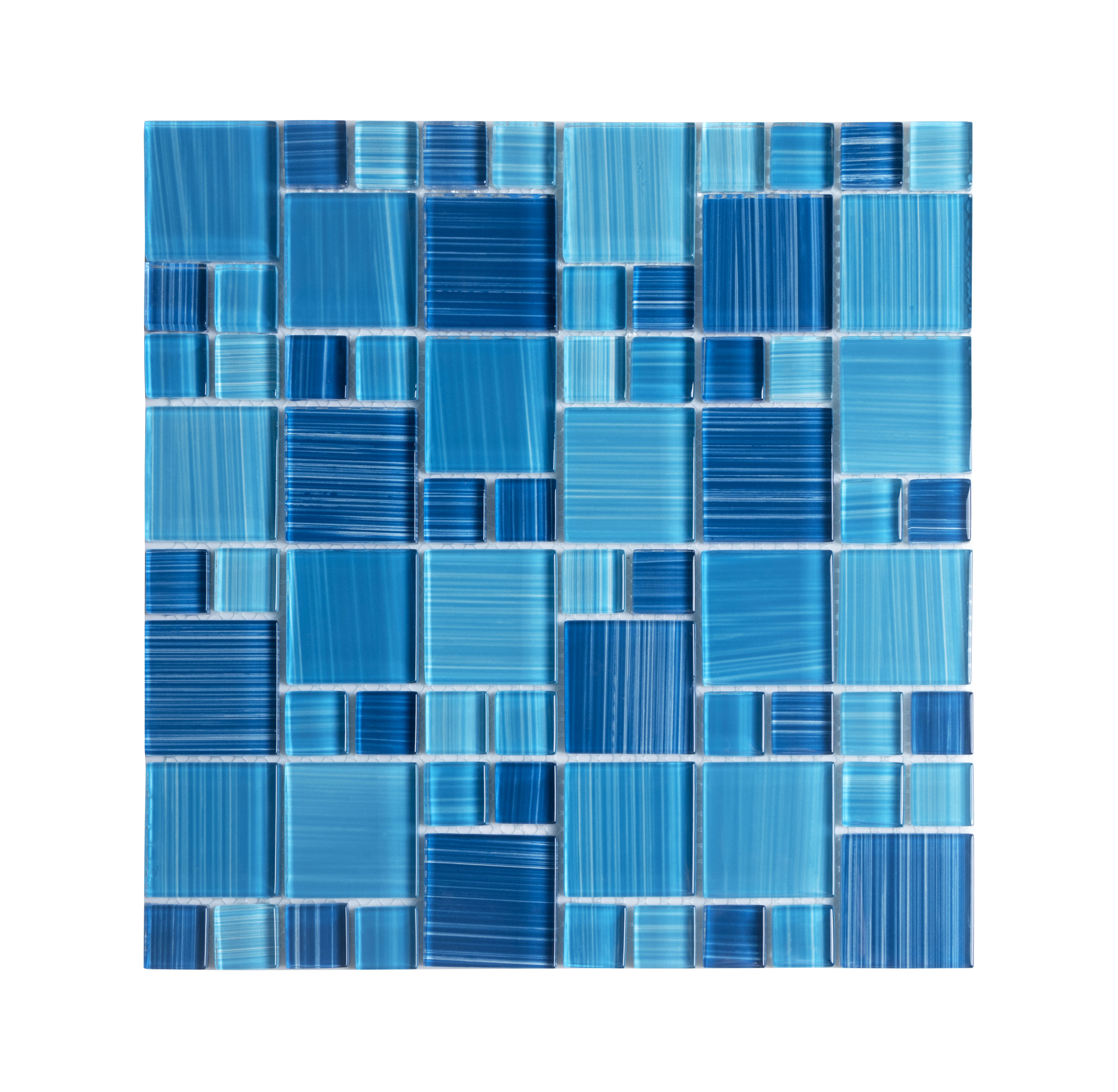 WS Tiles WST-X13 Swimming Pool Series Beachside Blue 12-in x 12-in Polished Glass Versailles Wall Tile (5-sq. ft/ Carton)