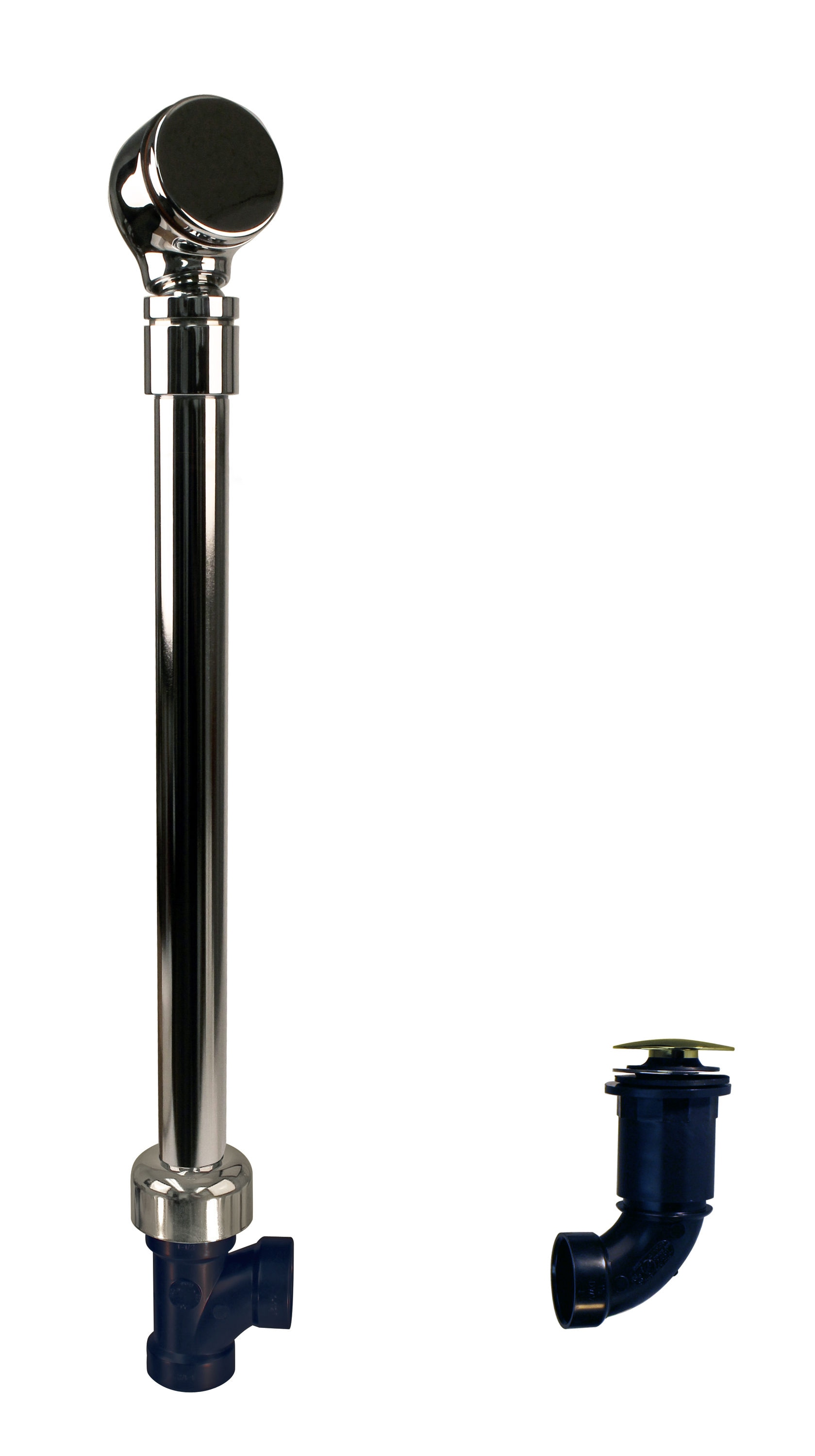 WESTBRASS 493144HRHBJ-05 Semi-exposed Tip-toe Bath Drain with Overflow Ball Joint In Polished Nickel