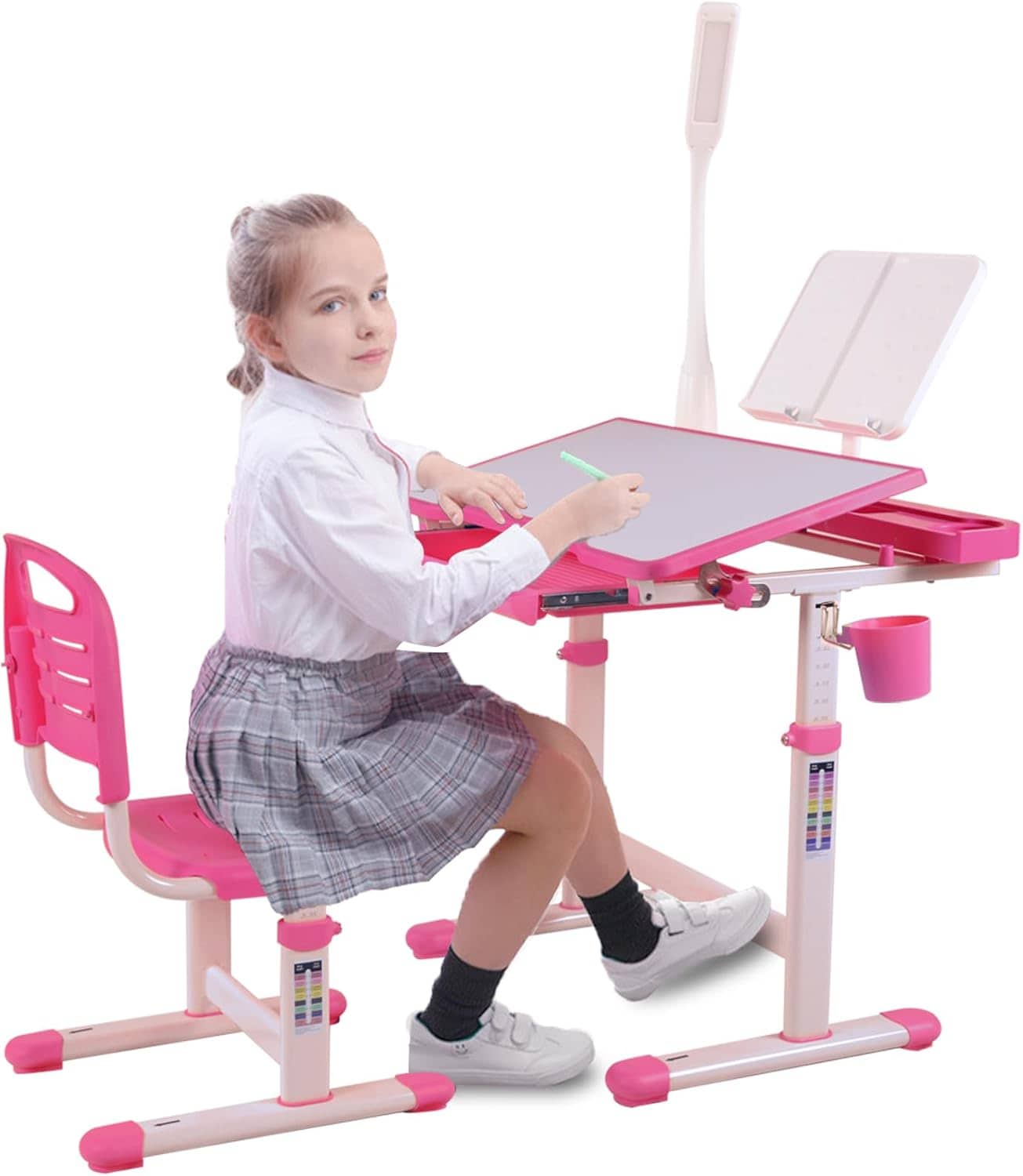 LUXEYARD Desk for Kids Desk and Chair Set Kids Art Desk Drafting Table ...