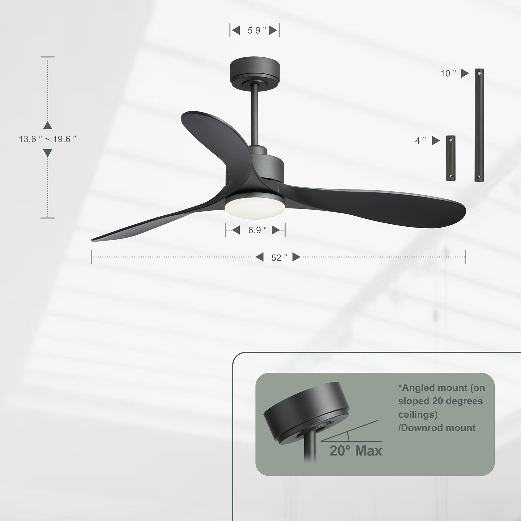 WELLFOR GYH42-5257-3BK Ceiling-Fans - View #5
