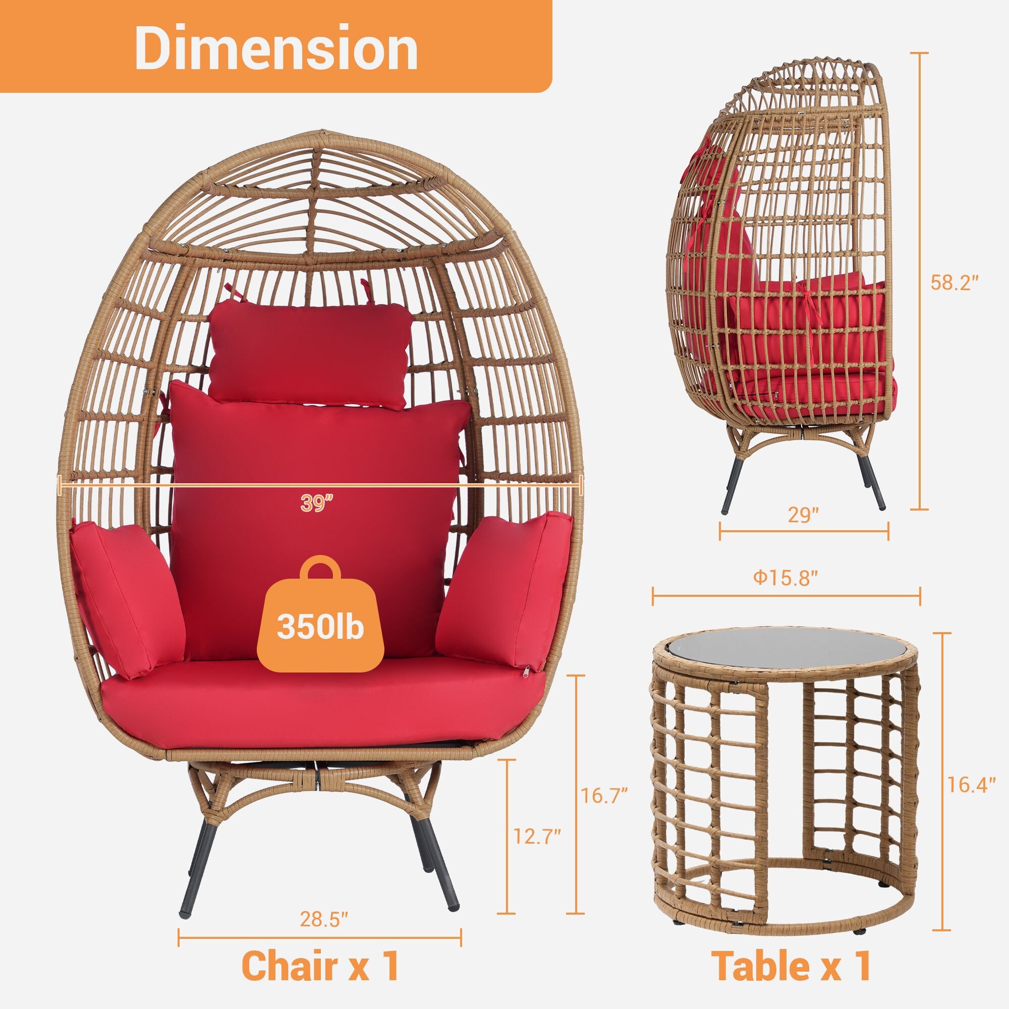 SANSTAR L-RJDC57RD-AC Patio-Conversation-Sets - View #2
