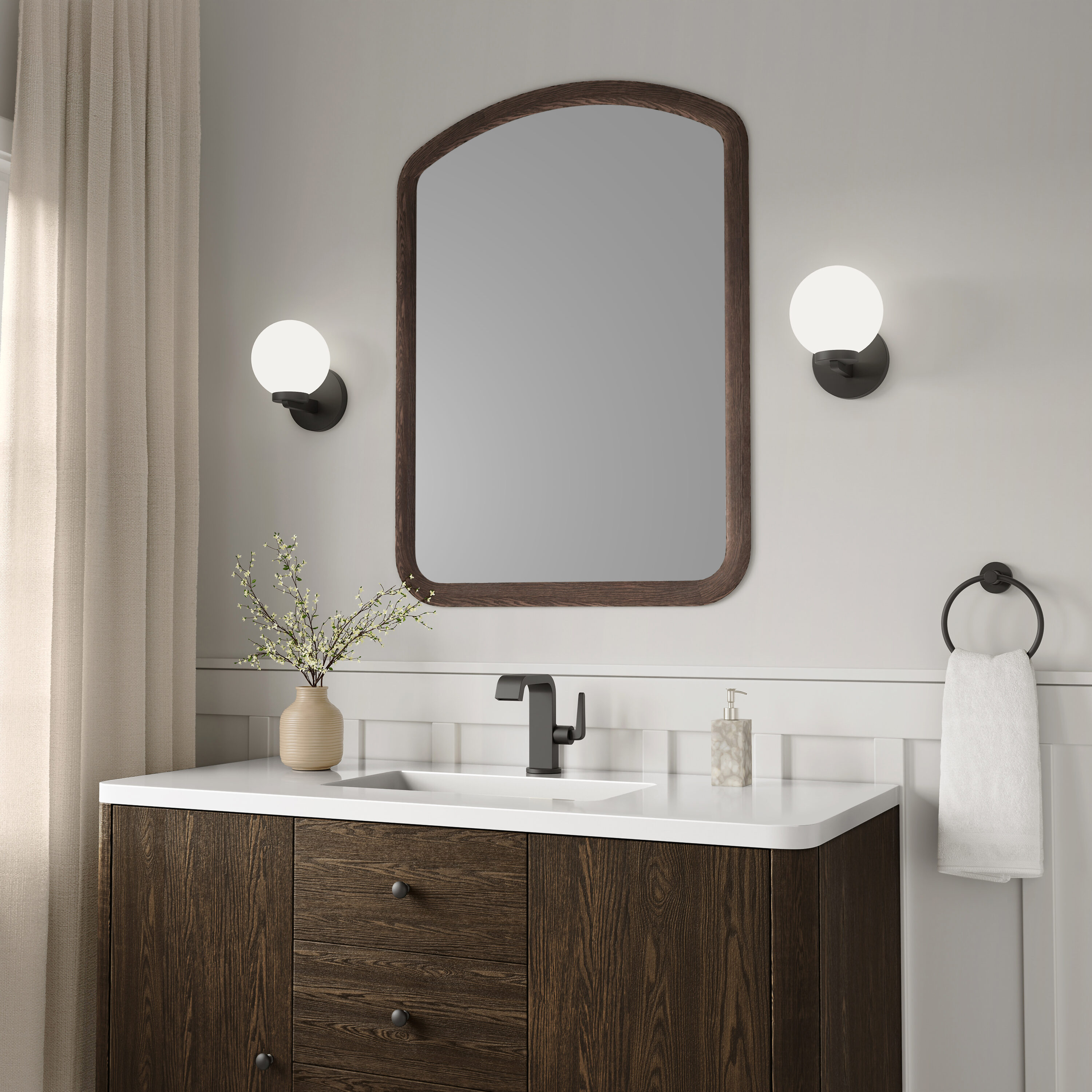 Millennium Lighting Ardeva 6-in W 1 -Light Matte Black Hardwired Damp rated Wall Sconce