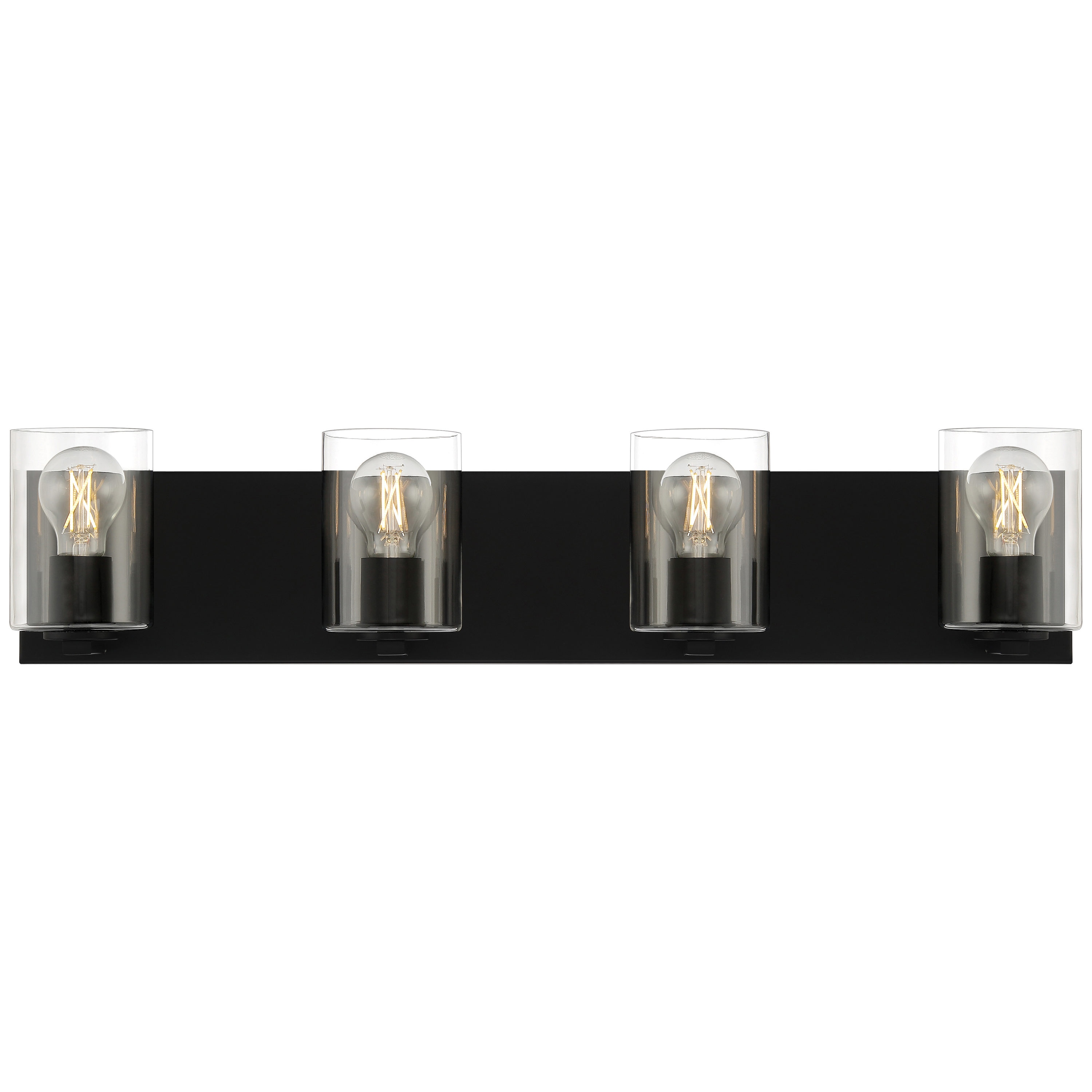 Oslo Matte Black 30" LED Vanity Light with Clear Glass Shades