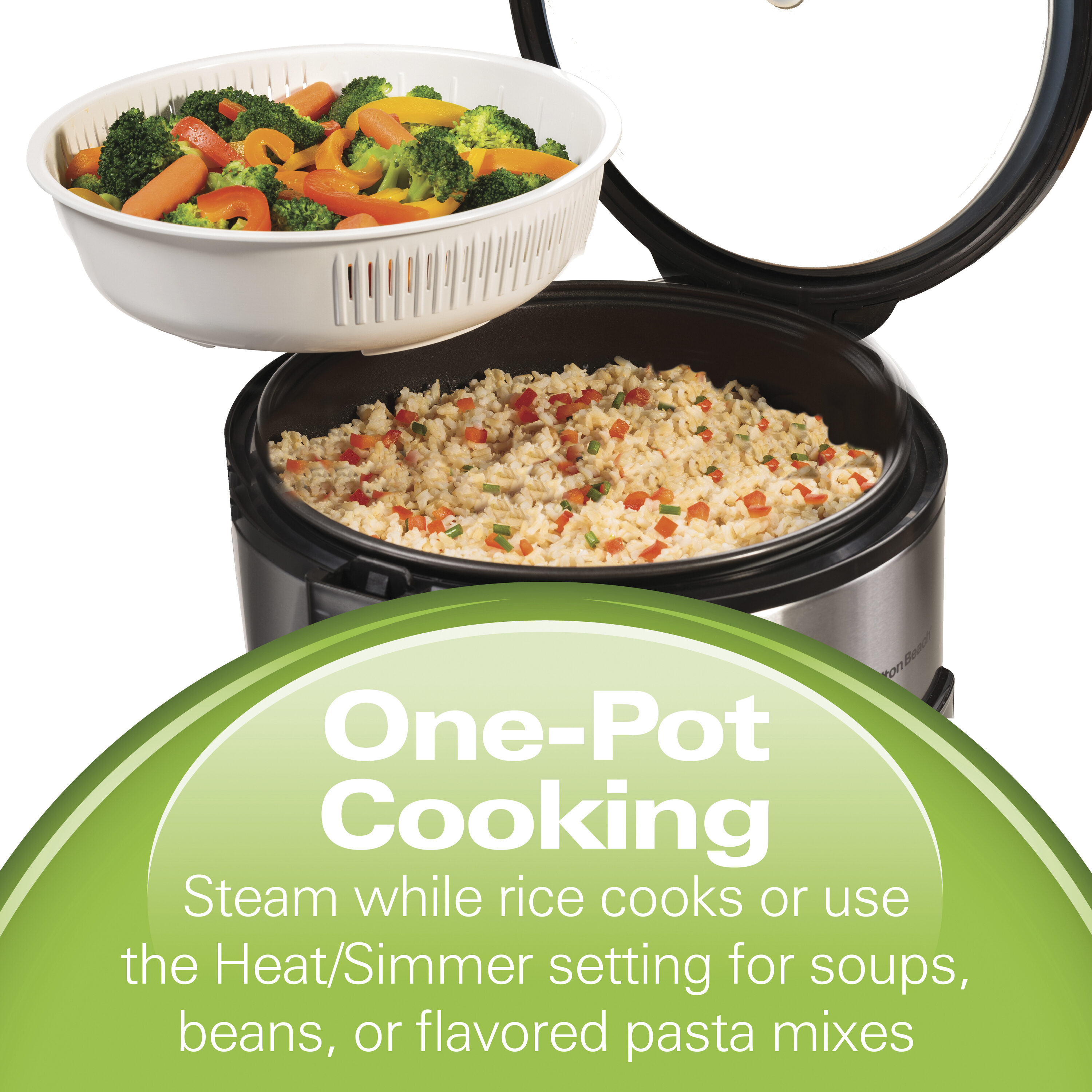 Hamilton Beach 14 Cups Programmable Stainless Steel Rice Cooker in the