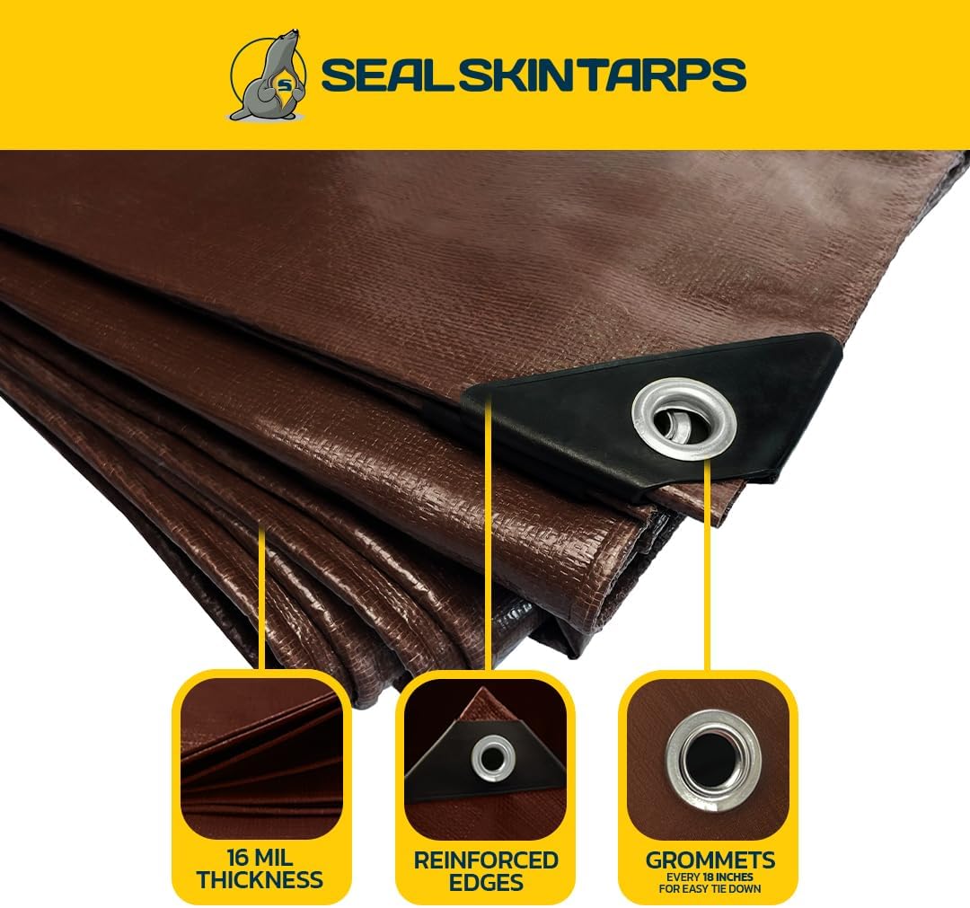 Seal Skin Covers TARP-BROWN-16M-20X30 tarps - View #3