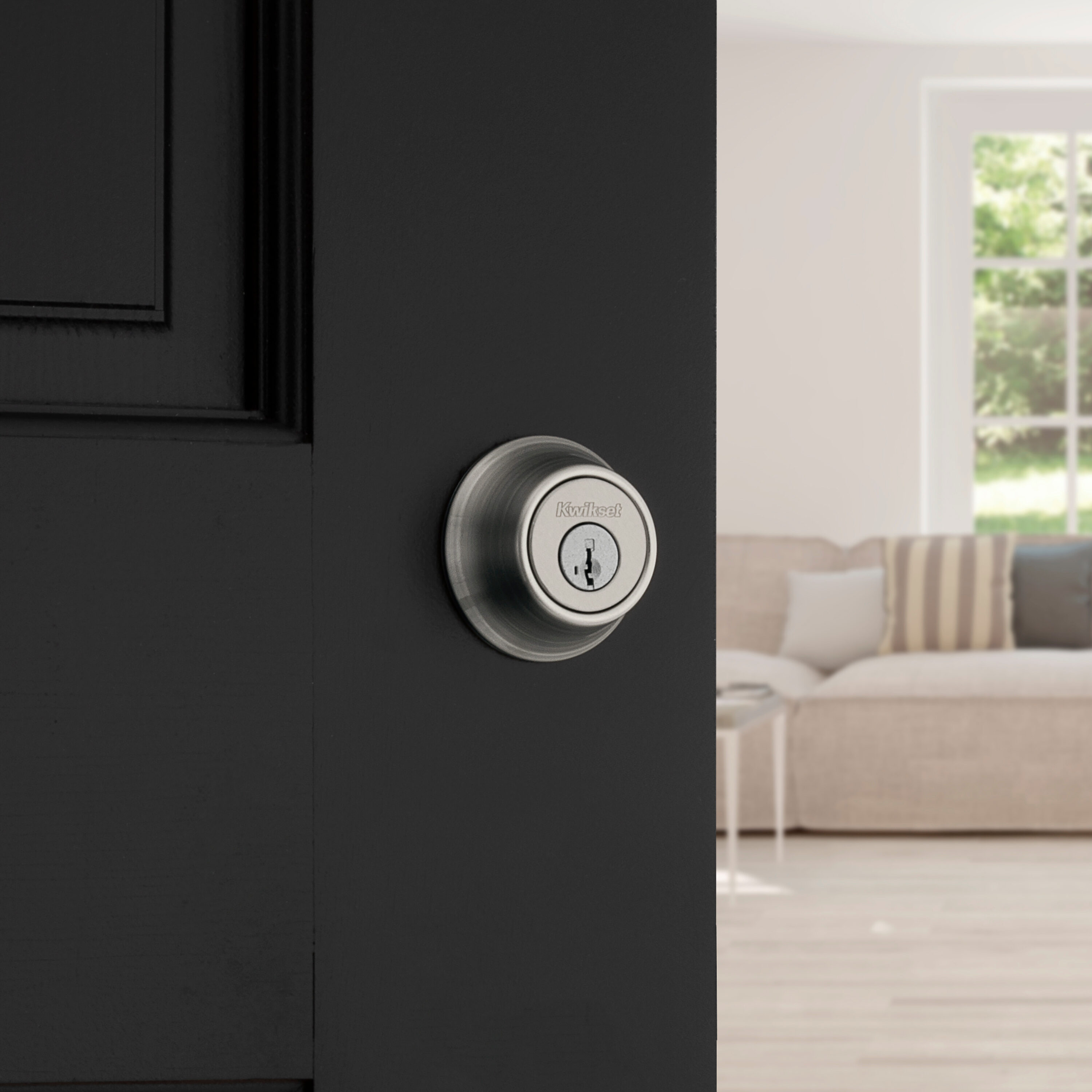 Kwikset Satin Nickel Single Cylinder Deadbolt with SmartKey Technology