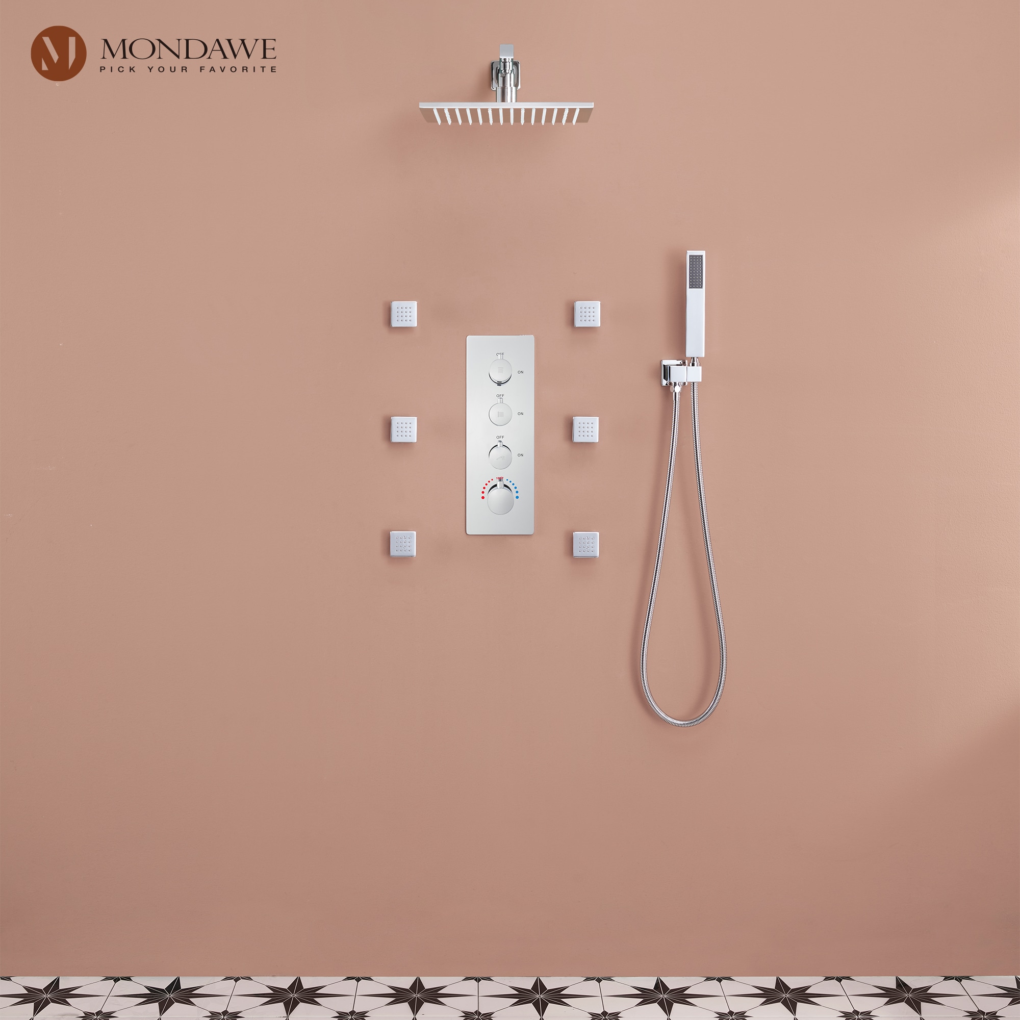 Mondawe WF6310-12CH-WM Showerhead-Bar-Panels - View #3