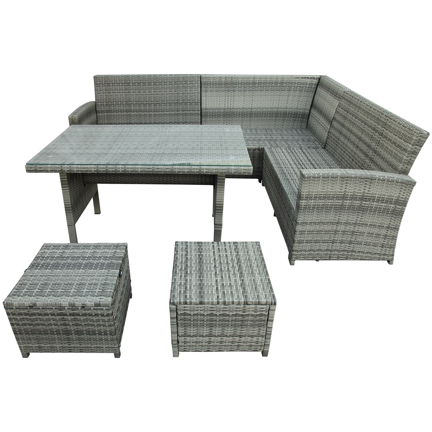 Flynama YC-V-0069AAA 6-Piece Rattan Patio Conversation Set with Gray Cushions