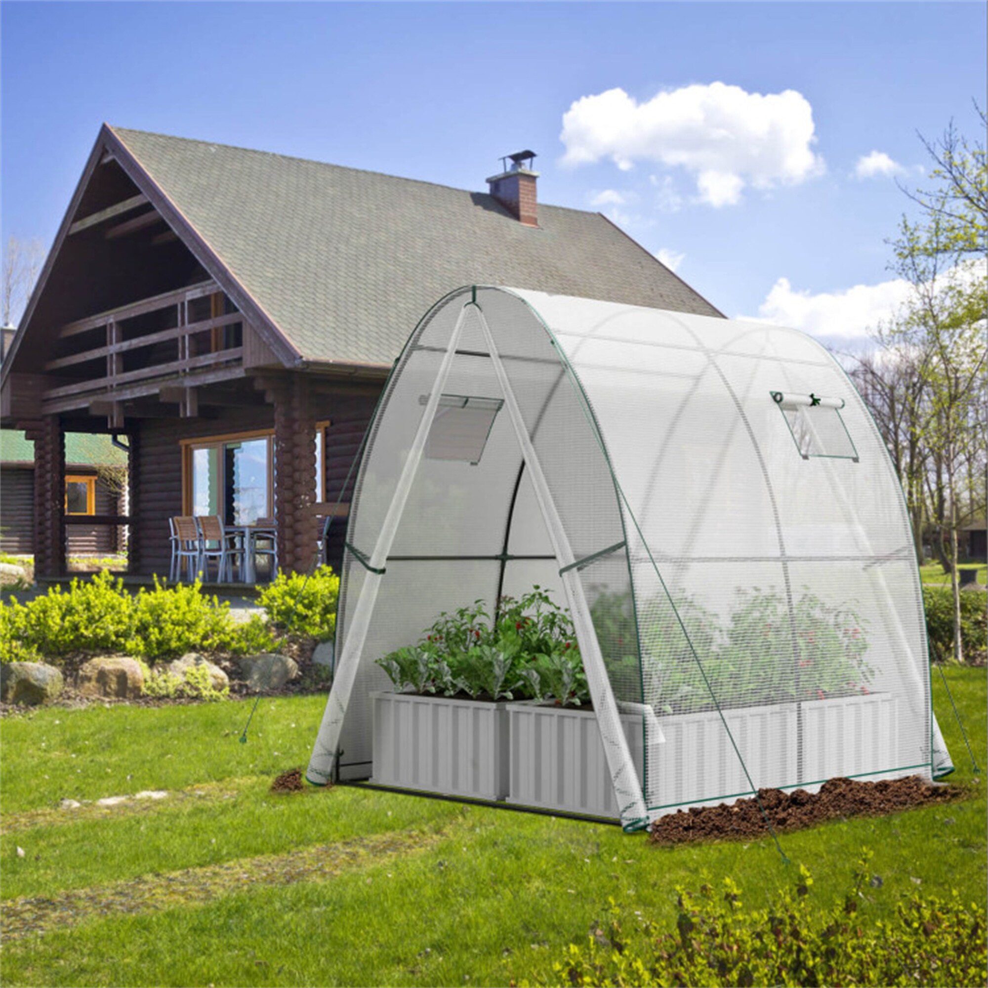 BABOOM BOM-T4124WH-CO Walk-in Greenhouse 6-ft L x 6-ft W x 6.6-ft H White Greenhouse Kit