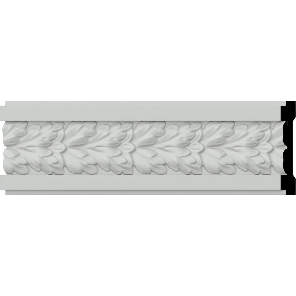 Ekena Millwork CHA03X01HA-CASE-8 Hamilton Leaf 5/8-in x 3-3/4-in x 7-ft 10-1/2-in Primed Polyurethane Chair Rail Moulding 8 -Pack