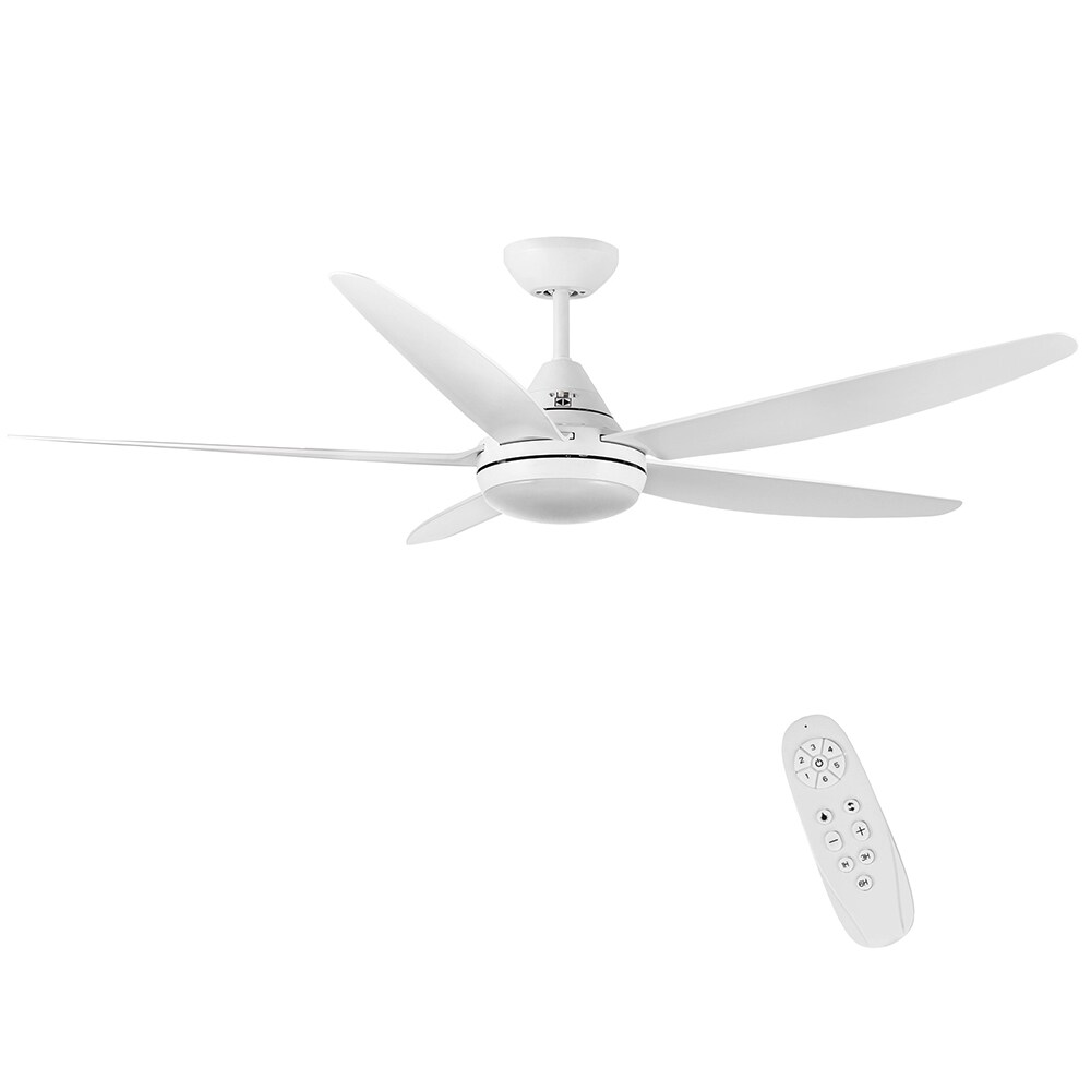 Sunrinx CF-29-DS YUHAO 56-Inches White with White Blades Color-Changing Integrated LED Fixture Indoor Downrod mount Standard Ceiling Fan With Light and Remote ( 5 -Blade)