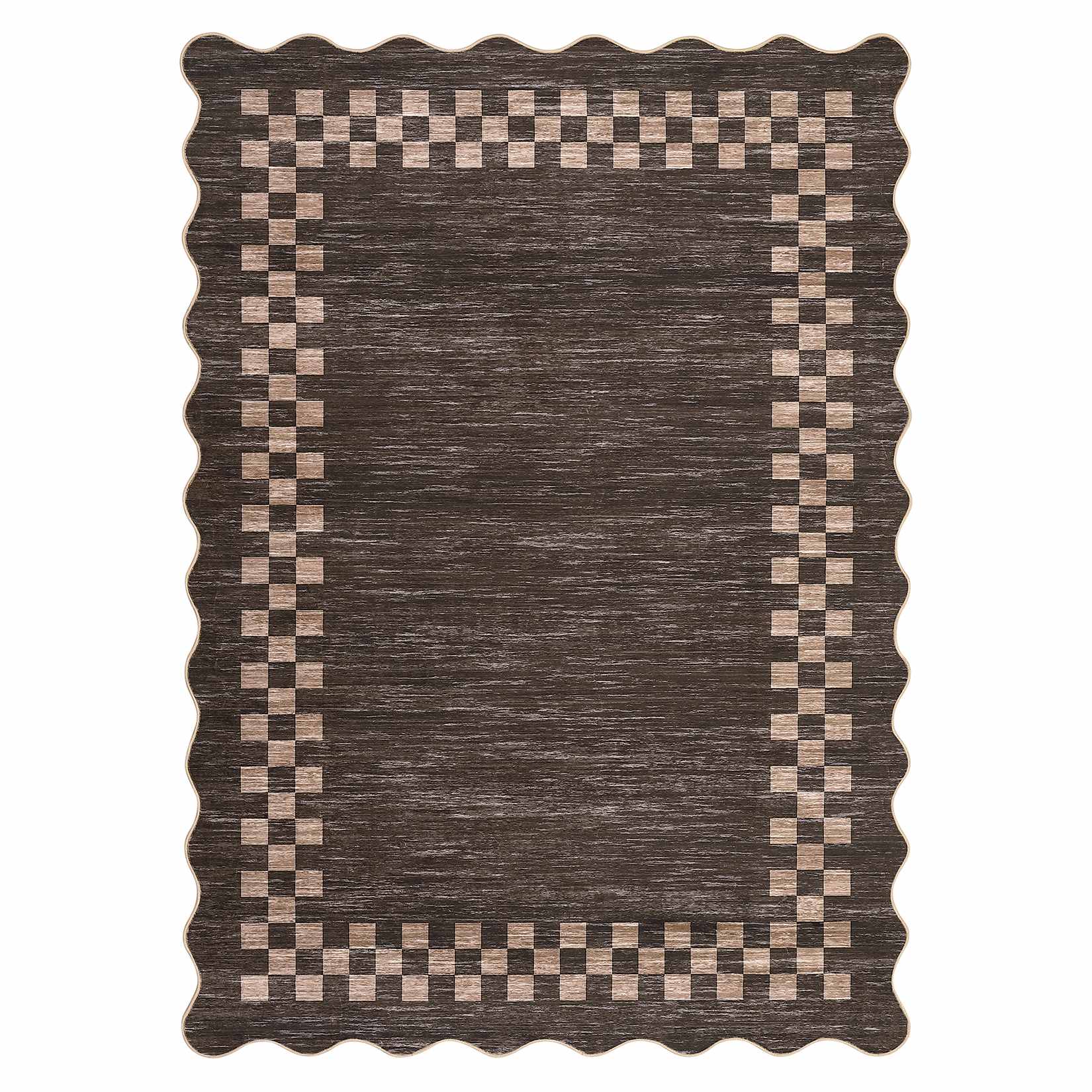 Qeetex SUNNY-PHK-343RDK8F 8 x 10 ft Polyester Brown Rectangular Indoor Geometric Bordered Modern Machine Washable Area Rug