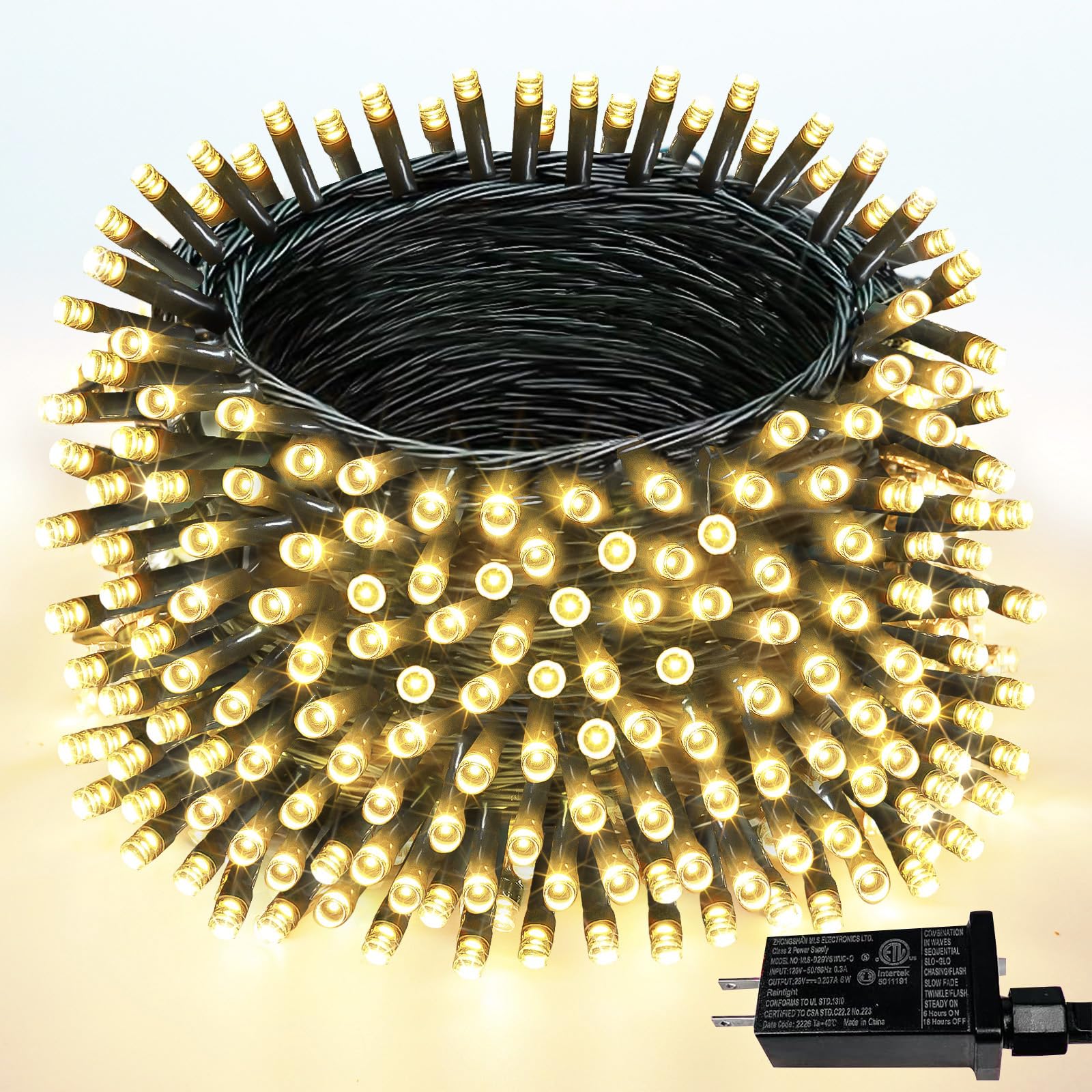 Warm Led String Lights IJBUHV LED String Lights Extendable Indoor Outdoor 108Ft 300LED Warm ...