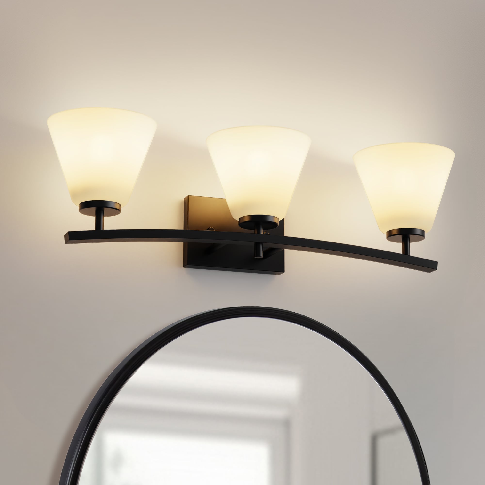 YANSUN LA-ZD-JQ24501CBL-11 25.4-in 3 -Light Matte Black Industrial Vanity light