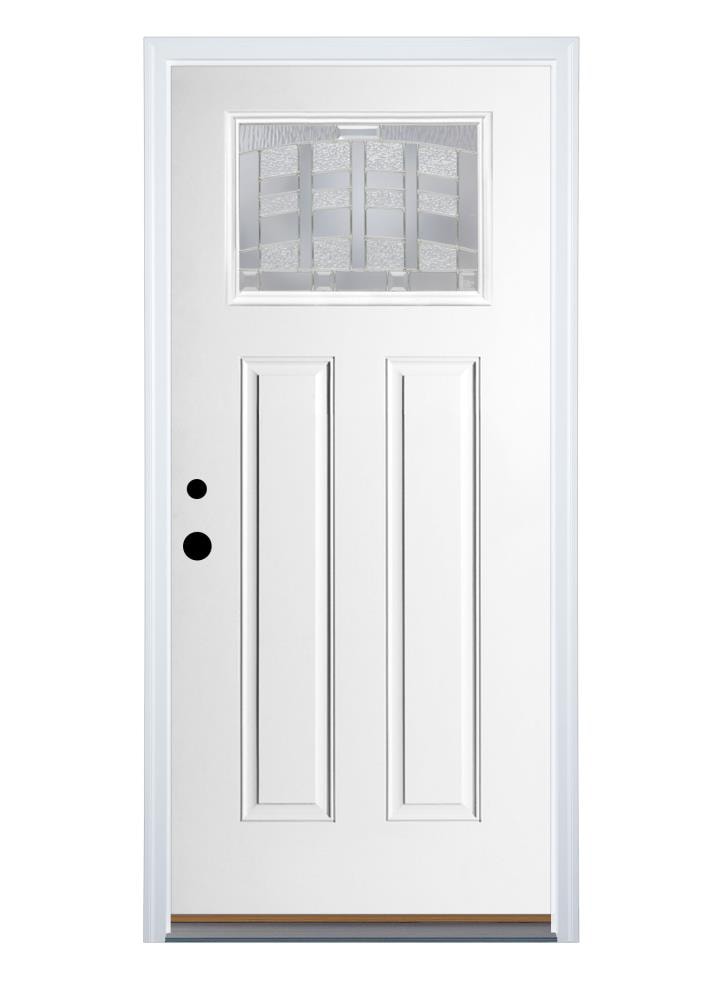 Therma-Tru SFGEM2115Z30RB Emerson Entry Door 36-in x 80-in x 4-9/16-in Fiberglass Craftsman Right-hand inswing Ready to paint Unfinished Prehung Front Door with Brickmould Insulating core