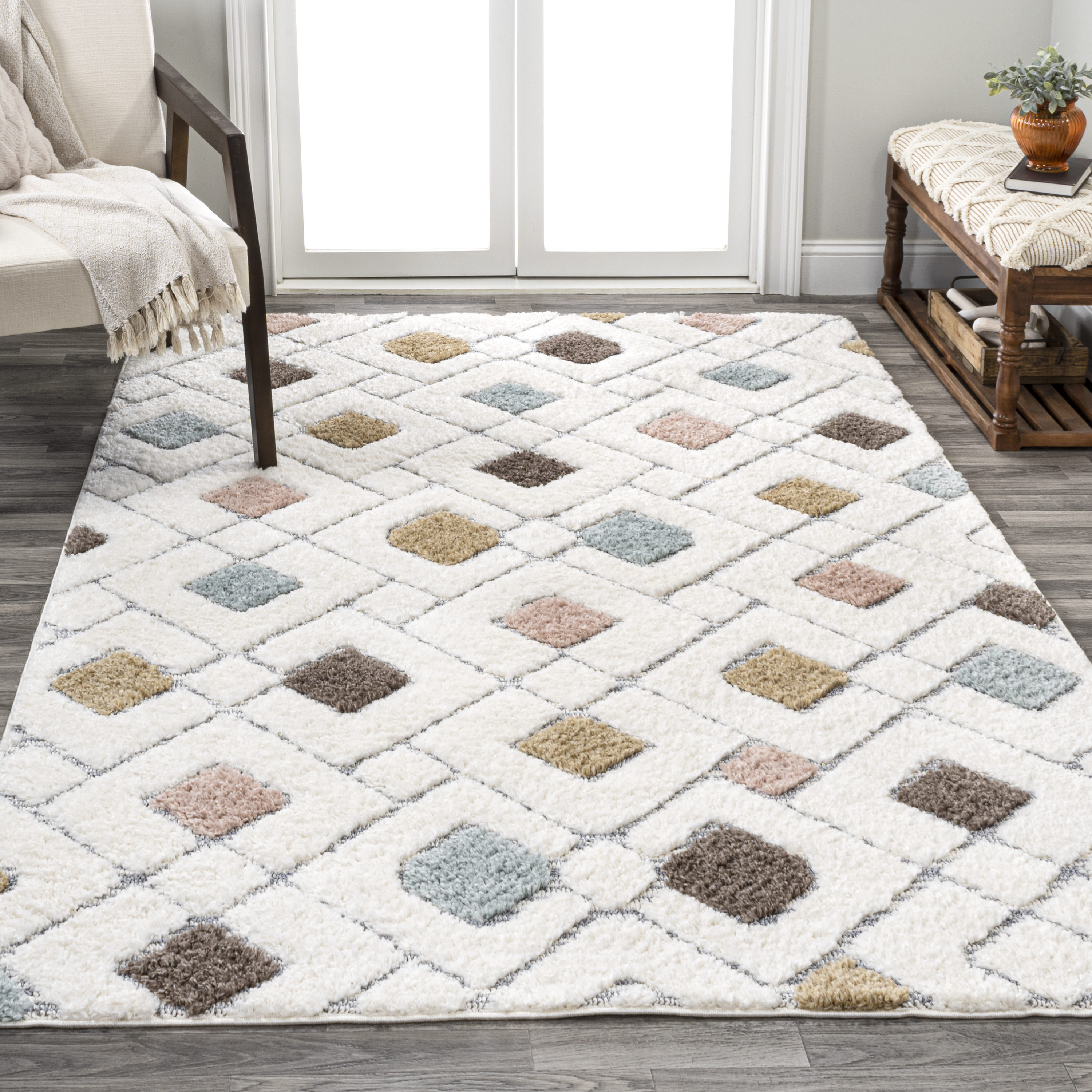 JONATHAN Y Santa Theresa 4 X 6 (ft) Multi/Cream Indoor Trellis  Bohemian/Eclectic Area Rug in the Rugs department at