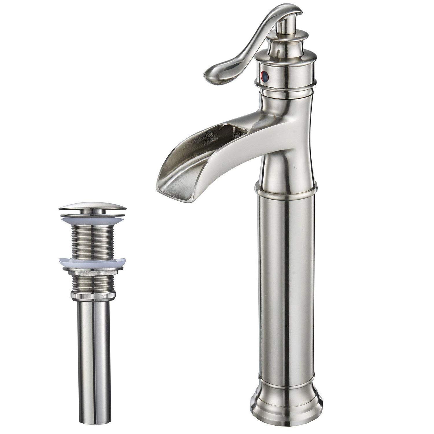 WELLFOR FH76556H-N Brushed Nickel Single hole 1-handle Waterfall Residential Handle Bathroom Sink Faucet