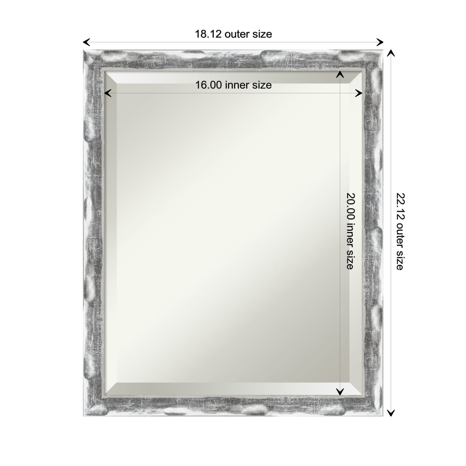 Scratched Wave Chrome Rectangular Wall Mirror - 18 x 22 Inches