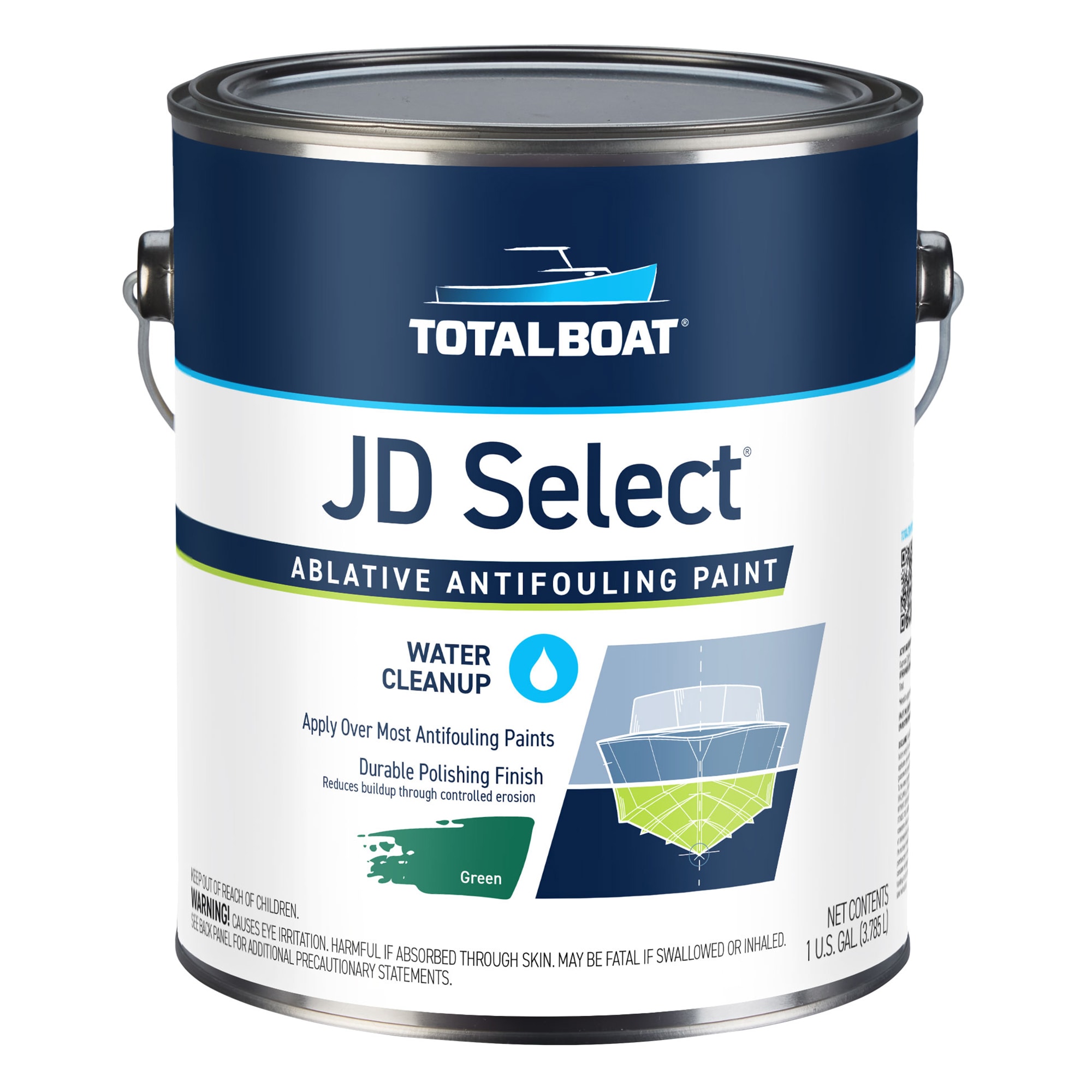 TotalBoat 365303 JD Select Boat Bottom Antifouling Paint Flat Green Water-based Marine paint ( 1-gallon )